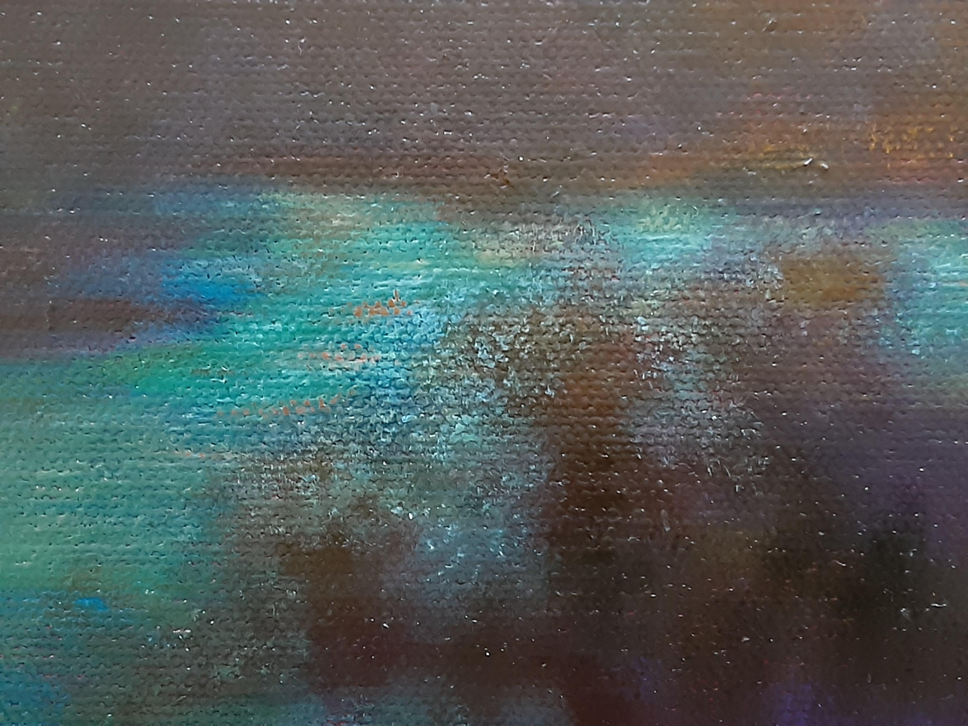 Pintura al óleo sobre lienzo-- Amanecer en la Montaña Roja en venta 3