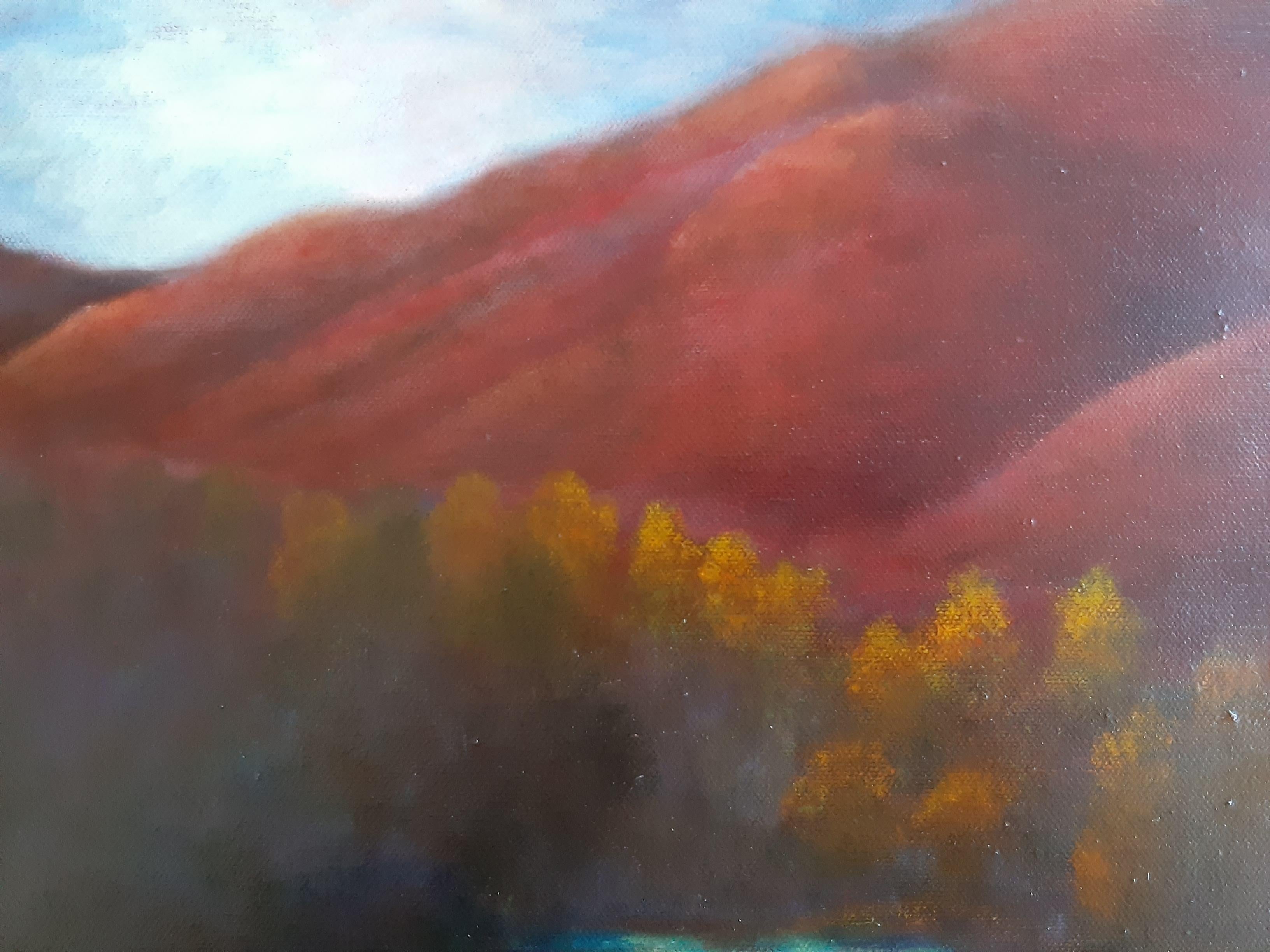 Oil on Canvas Painting-- Red Mountain Dawn For Sale 4