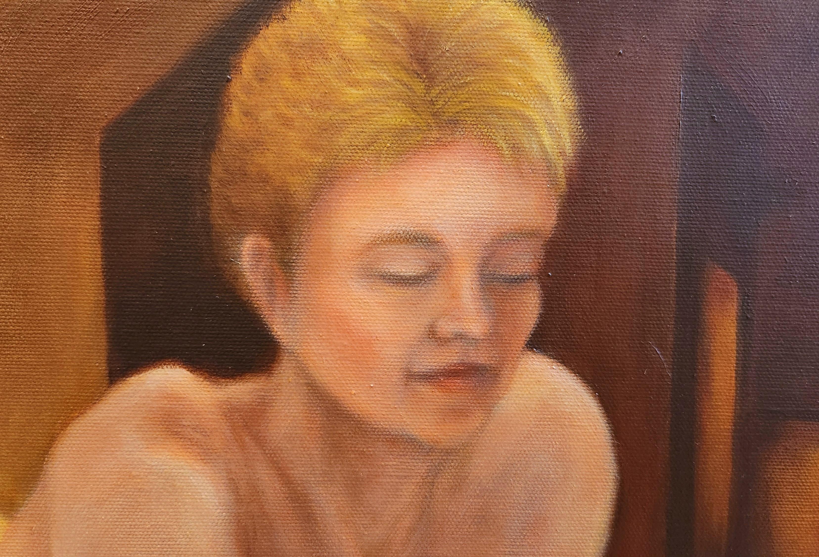 Oil on Canvas Portrait --  In Thought For Sale 1