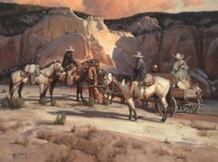 "STRANGER ON THE RIO GRANDE" WESTER SCENE 39X51 FRAME COWBOY ARTISTS OF AMERICA