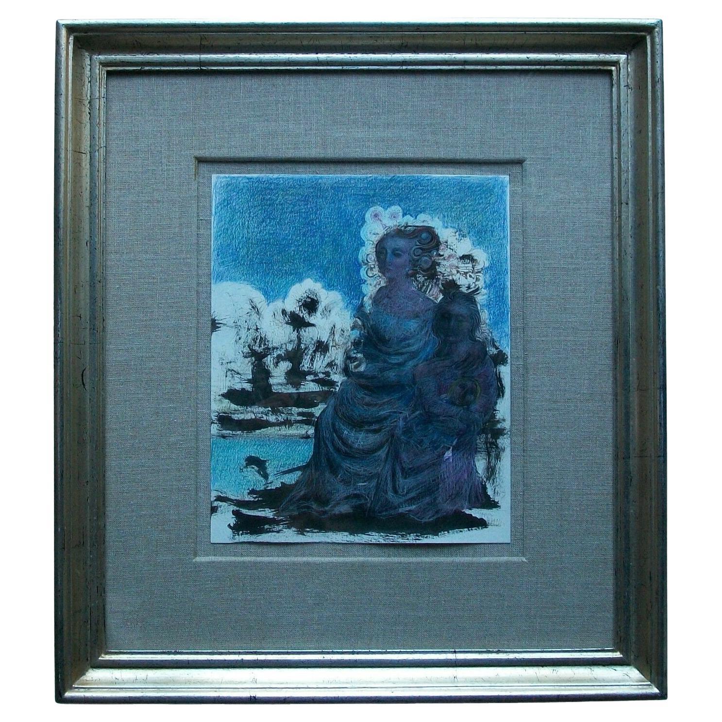 Gary P. Slipper R.C.a., « Mother+Daughter... », dessin technique mixte, vers 1987 en vente