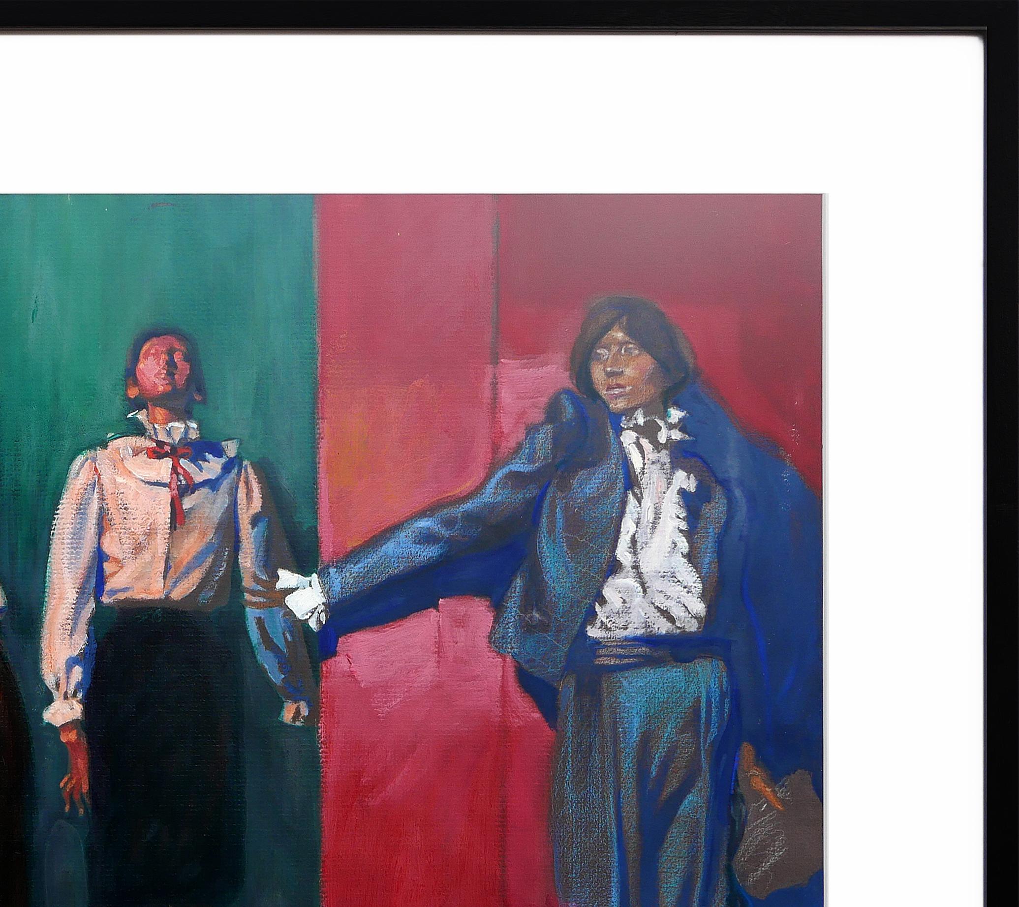 Modern Americana Red, Blue, and Green Still Life Painting of Store Mannequins 2