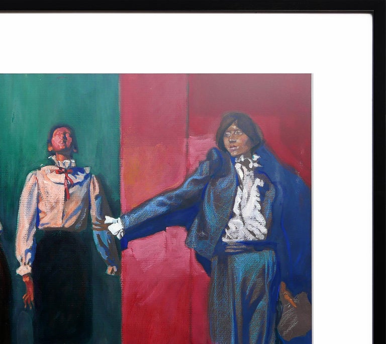 Modern Americana Red, Blue, and Green Still Life Painting of Store Mannequins For Sale 2