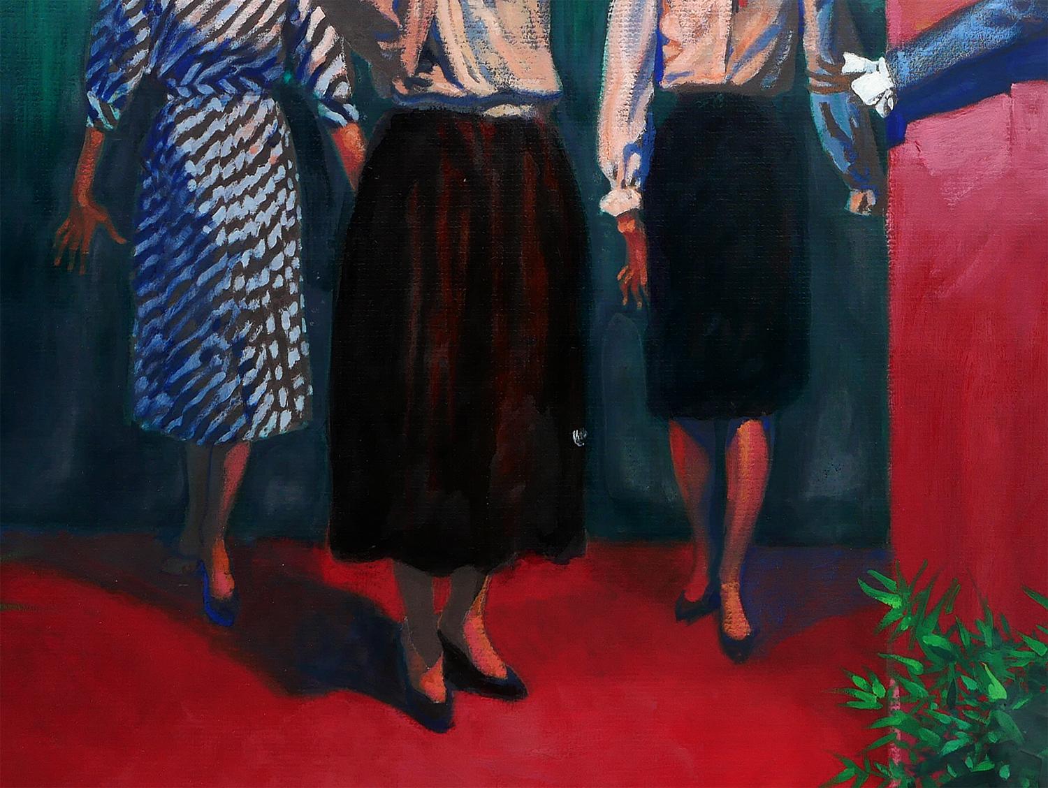 Modern Americana Red, Blue, and Green Still Life Painting of Store Mannequins 7