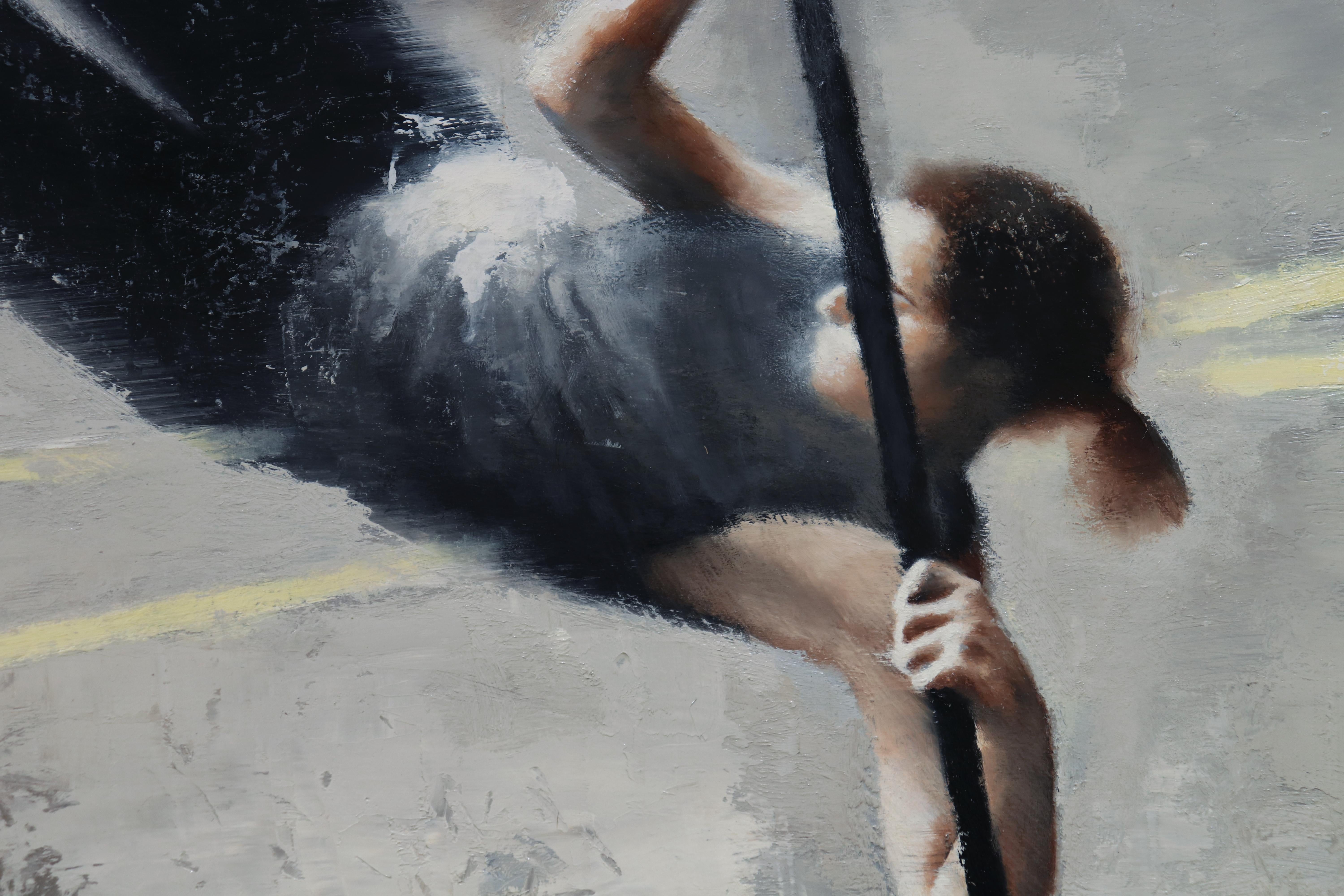 Misjudged, Contemporary Realism, Figurative, Balance, Oil - Realist Painting by Gary Ruddell