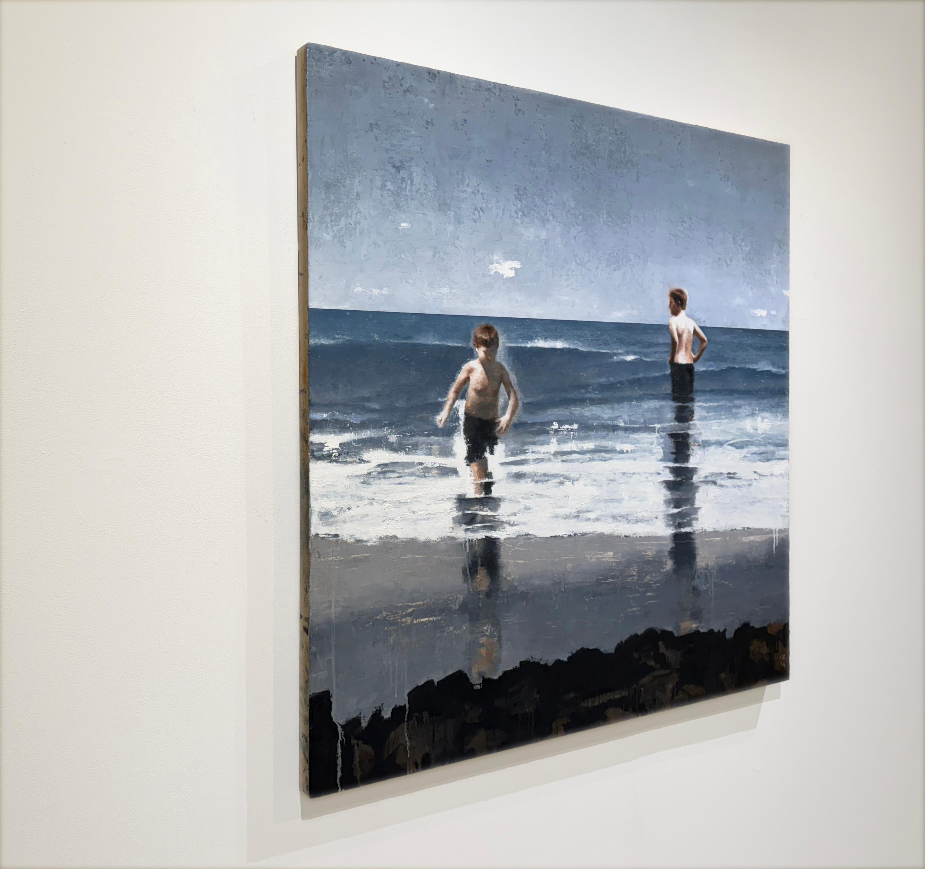 MY BOYS - Figurativo / Juventud / Nostalgia / Playa caprichosa - Painting Contemporáneo de Gary Ruddell