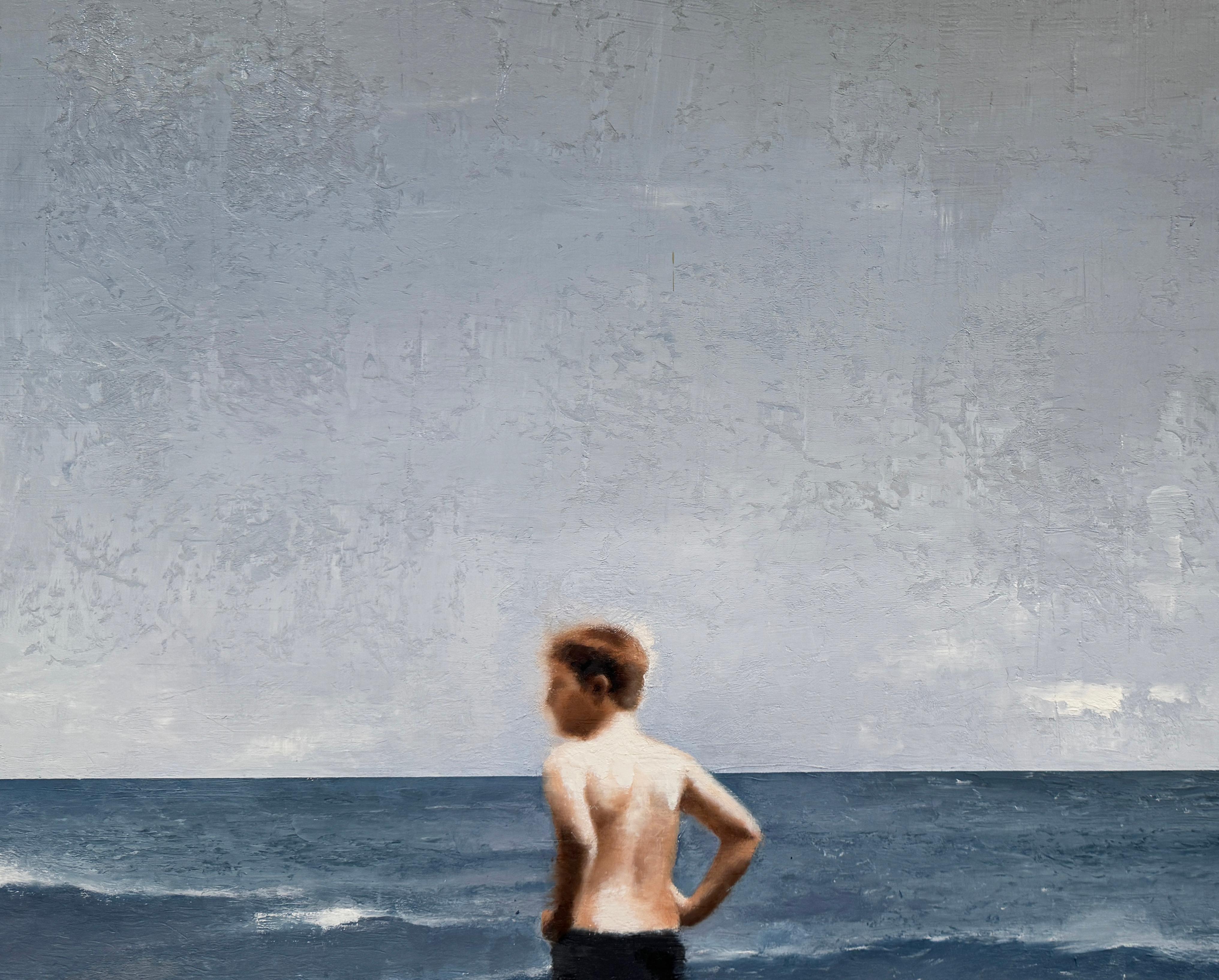 MY BOYS - Figurativo / Juventud / Nostalgia / Playa caprichosa - Figurative Painting Azul de Gary Ruddell