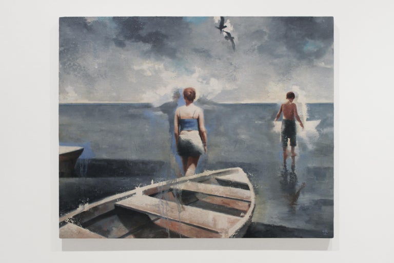 Gary Ruddell Walking On Water Figurative Painting Boat Sea