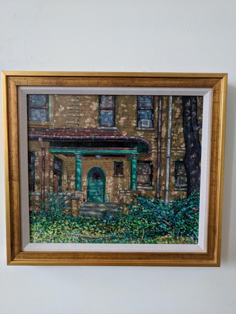 Gary Shankman Oil on Linen painting Green Pillars For Sale at 1stDibs