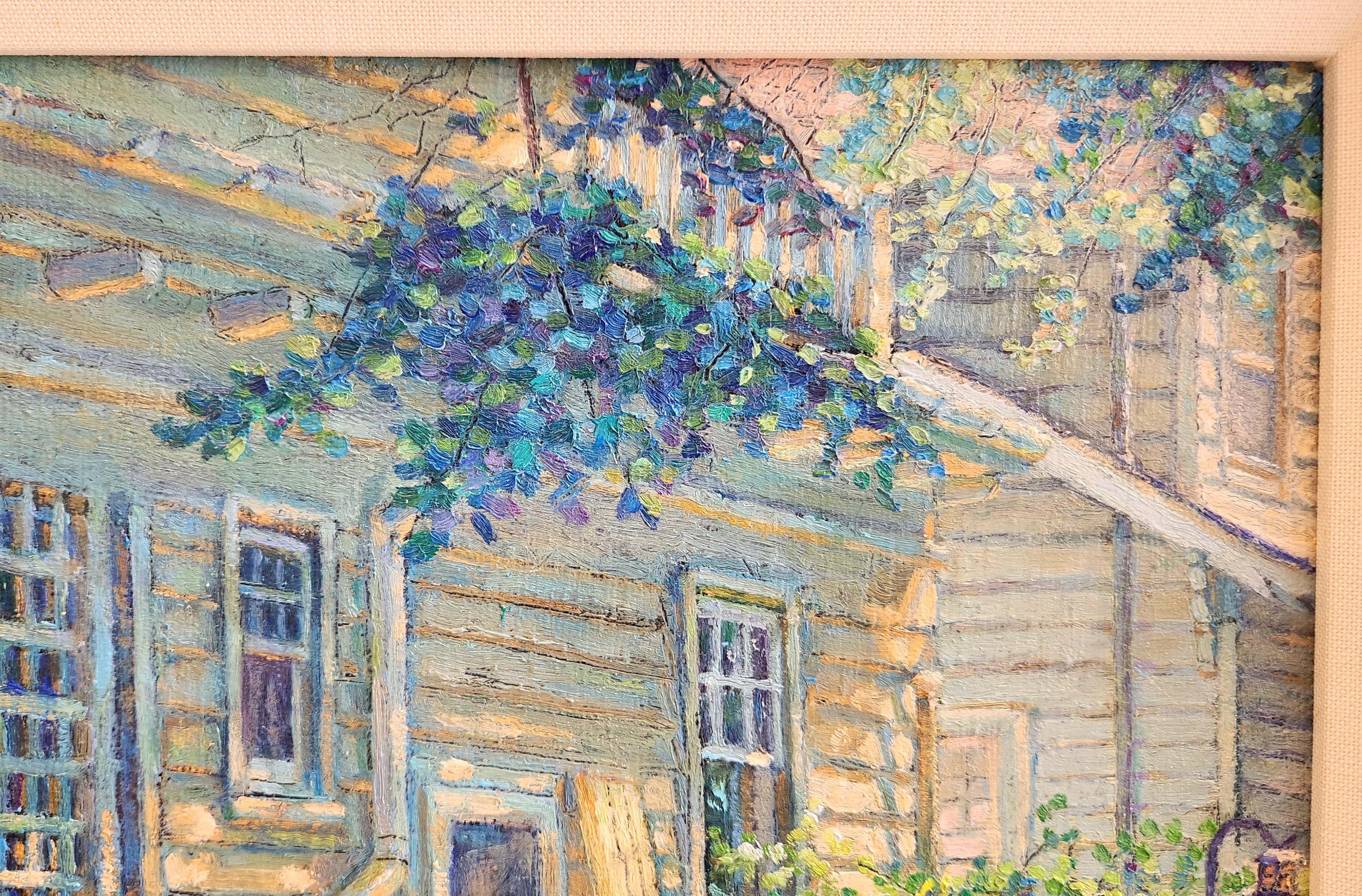 Questo dipinto a olio su lino mostra l'ingresso e il portico di una vecchia casa ad Albany, nell'Old New York,  Sottolinea la magistrale gestione della luce da parte dell'artista. La luce del sole attraversa la facciata della casa e passa attraverso