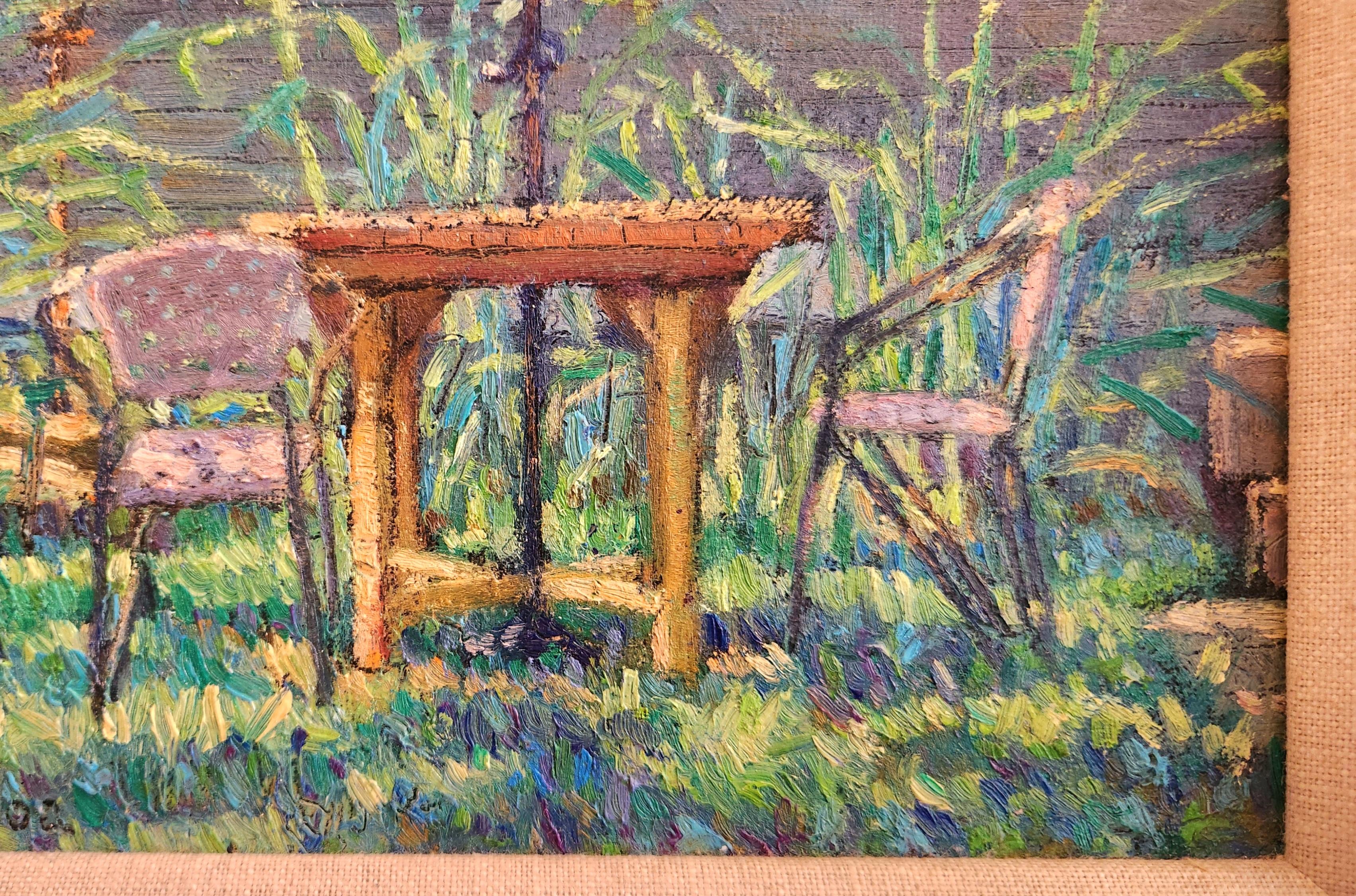 Oil on Linen Painting -- Picnic Table For Sale 3