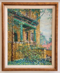 Ölgemälde auf Leinen - Porch aus grünen Säulen