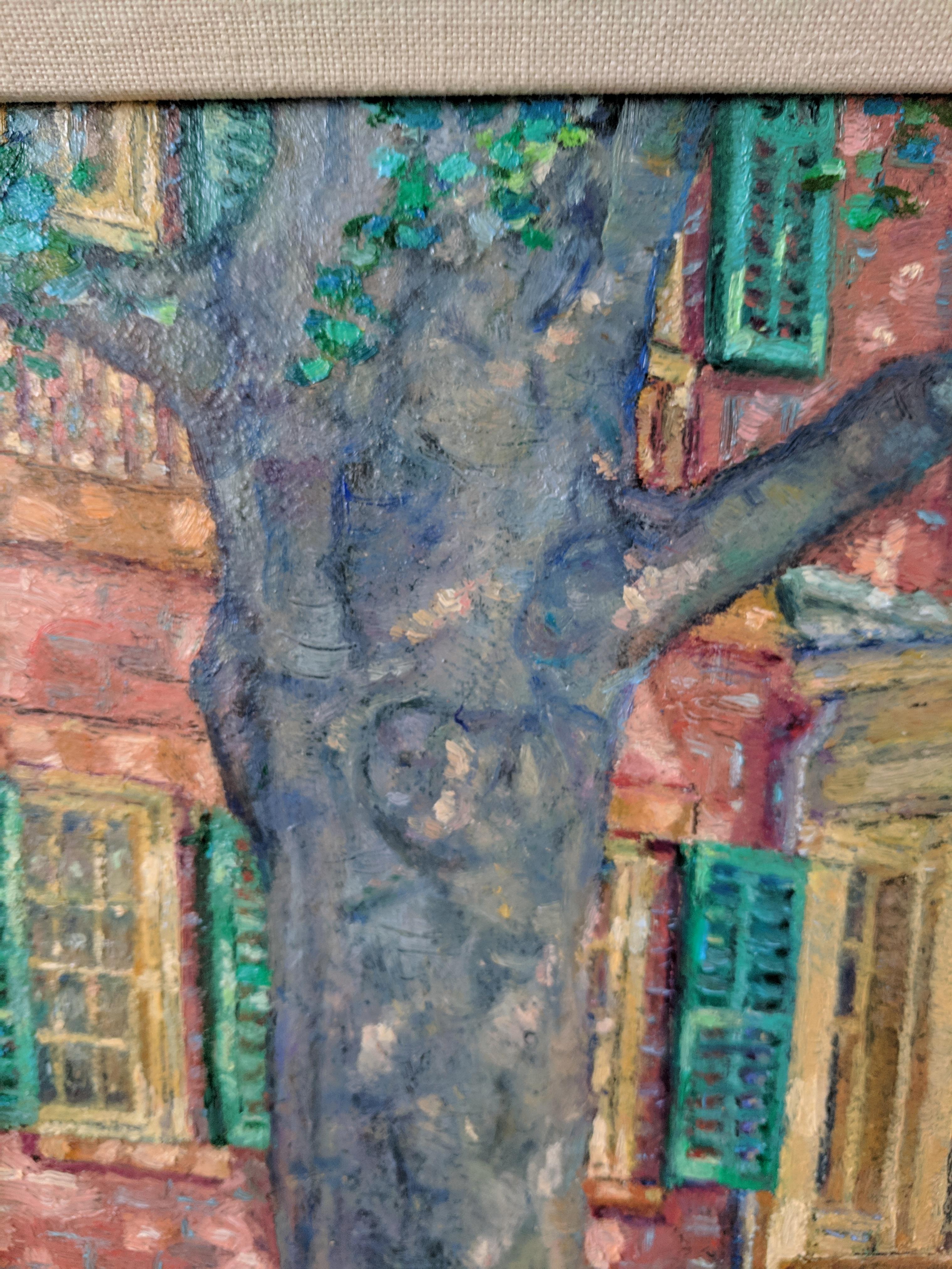 Peinture à l'huile sur lin - Ten Broeck Mansion - Impressionnisme Painting par Gary Shankman