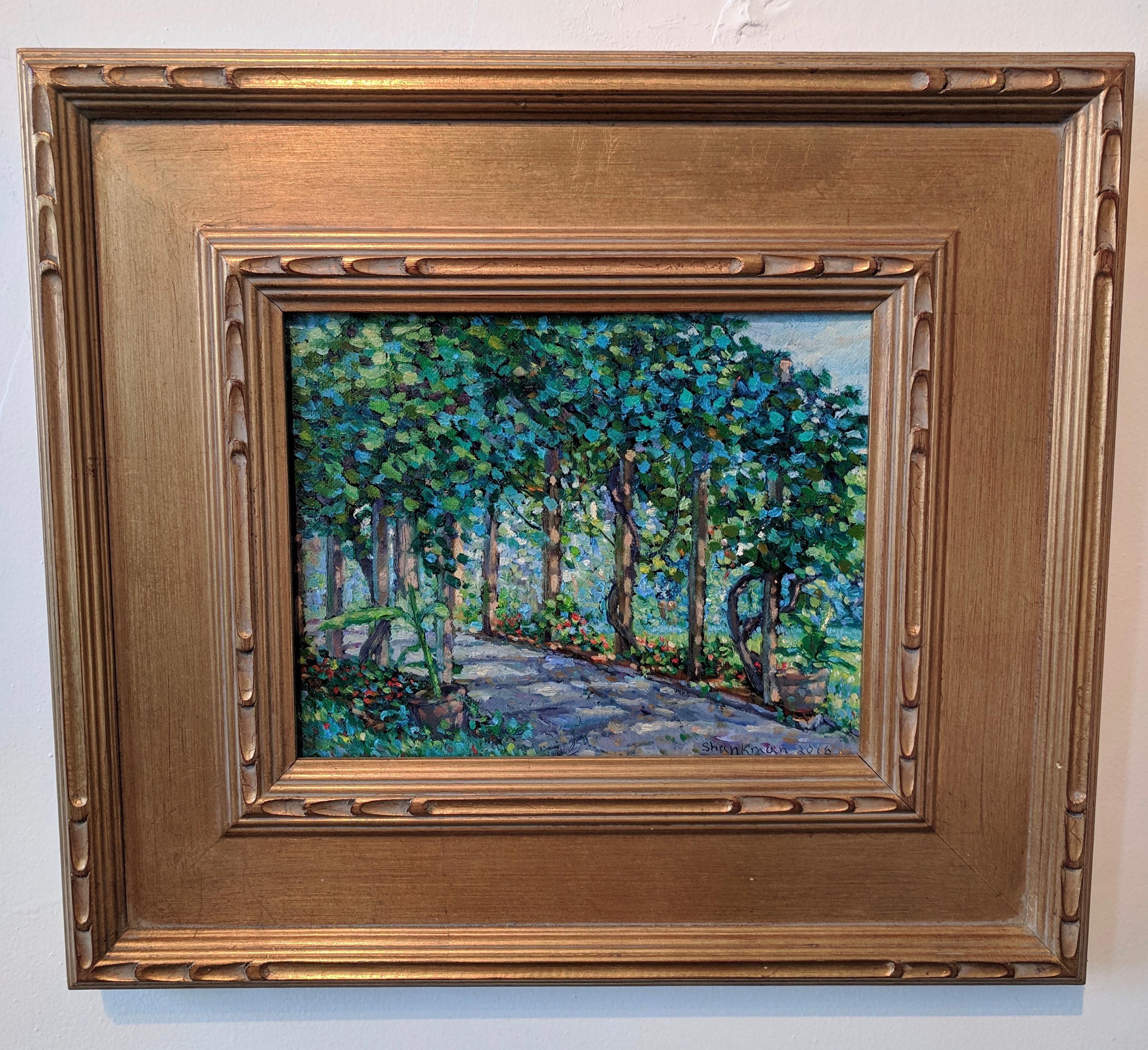 Impressionist Oil Painting on Linen  --  The Arbor For Sale 3