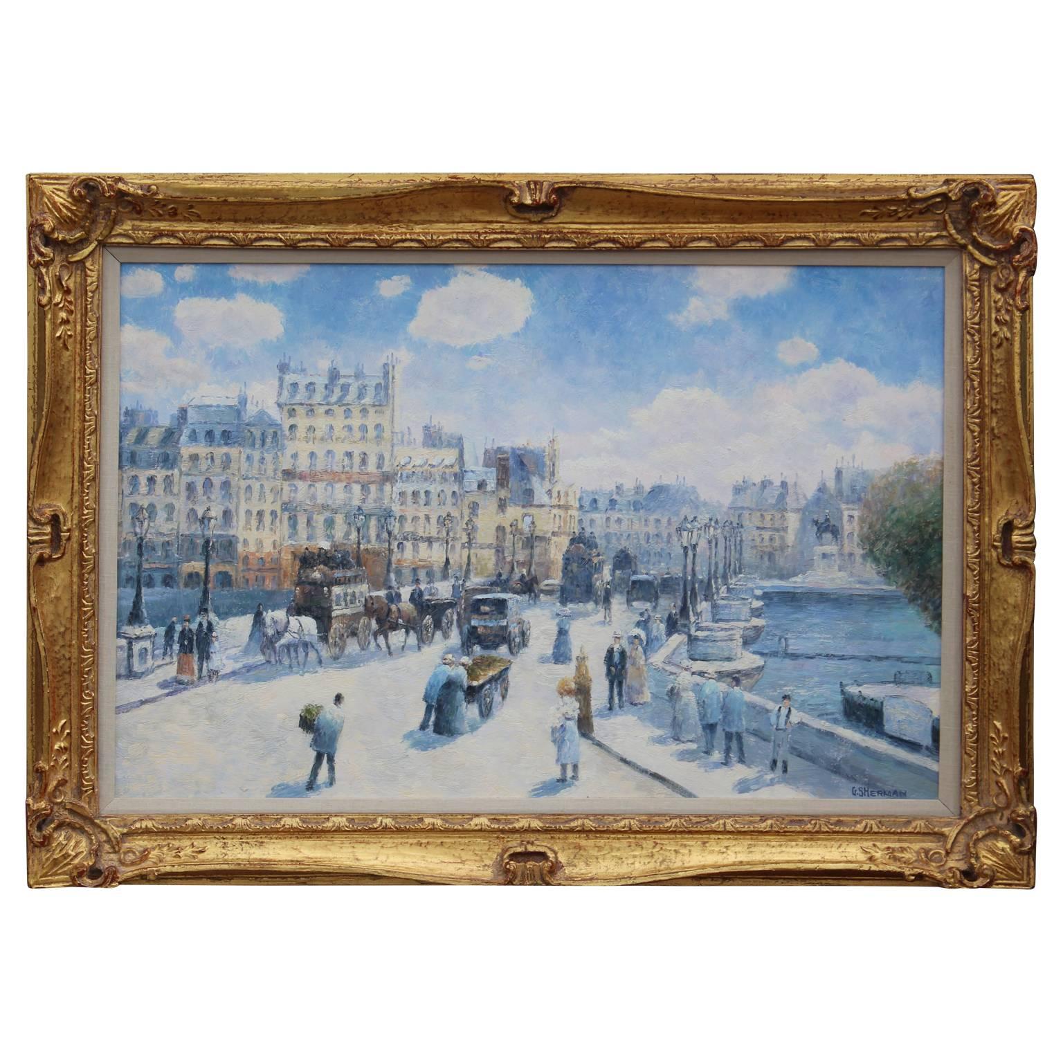 Gary Sherman Figurative Painting - Impressionist Parisian Street Scene Painting 