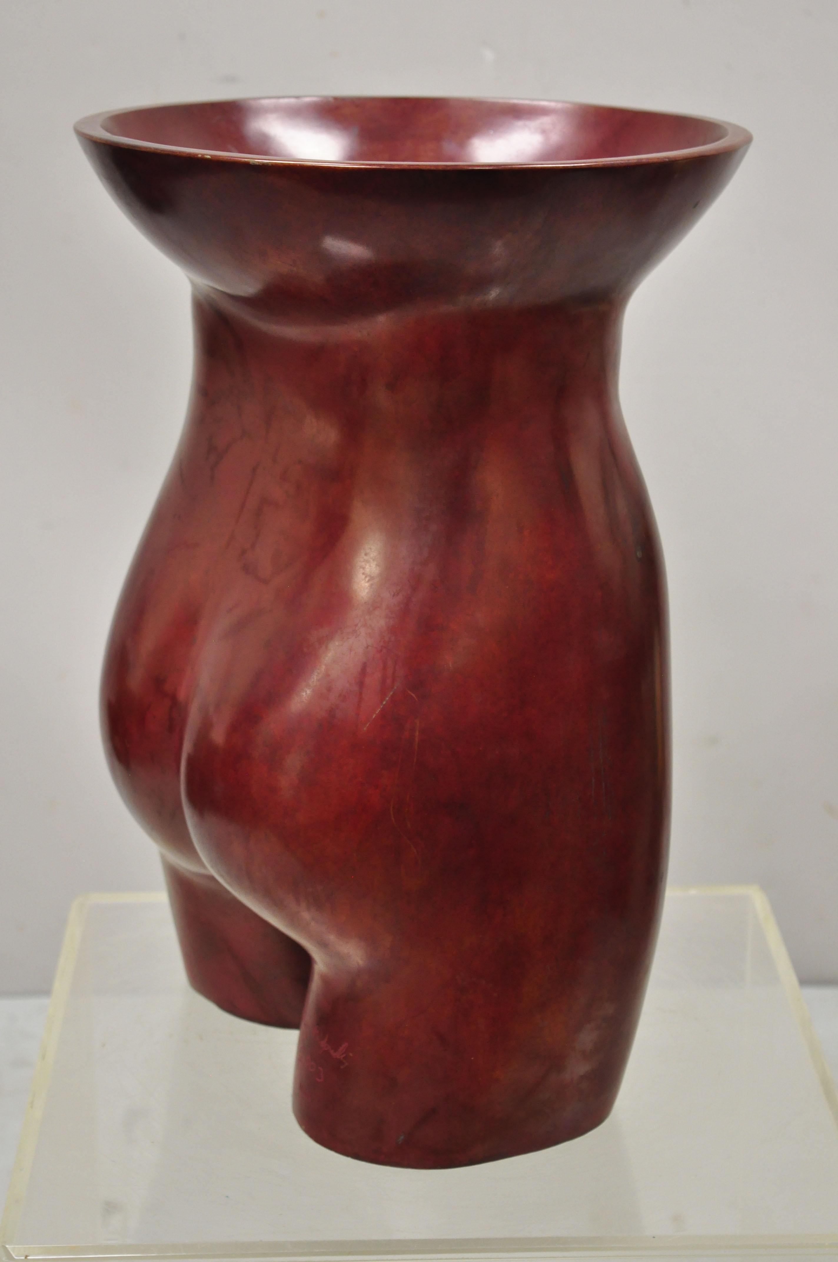 Modern Gary Spradling Bronze Nude Female Torso Art Sculpture Burnished Red For Sale