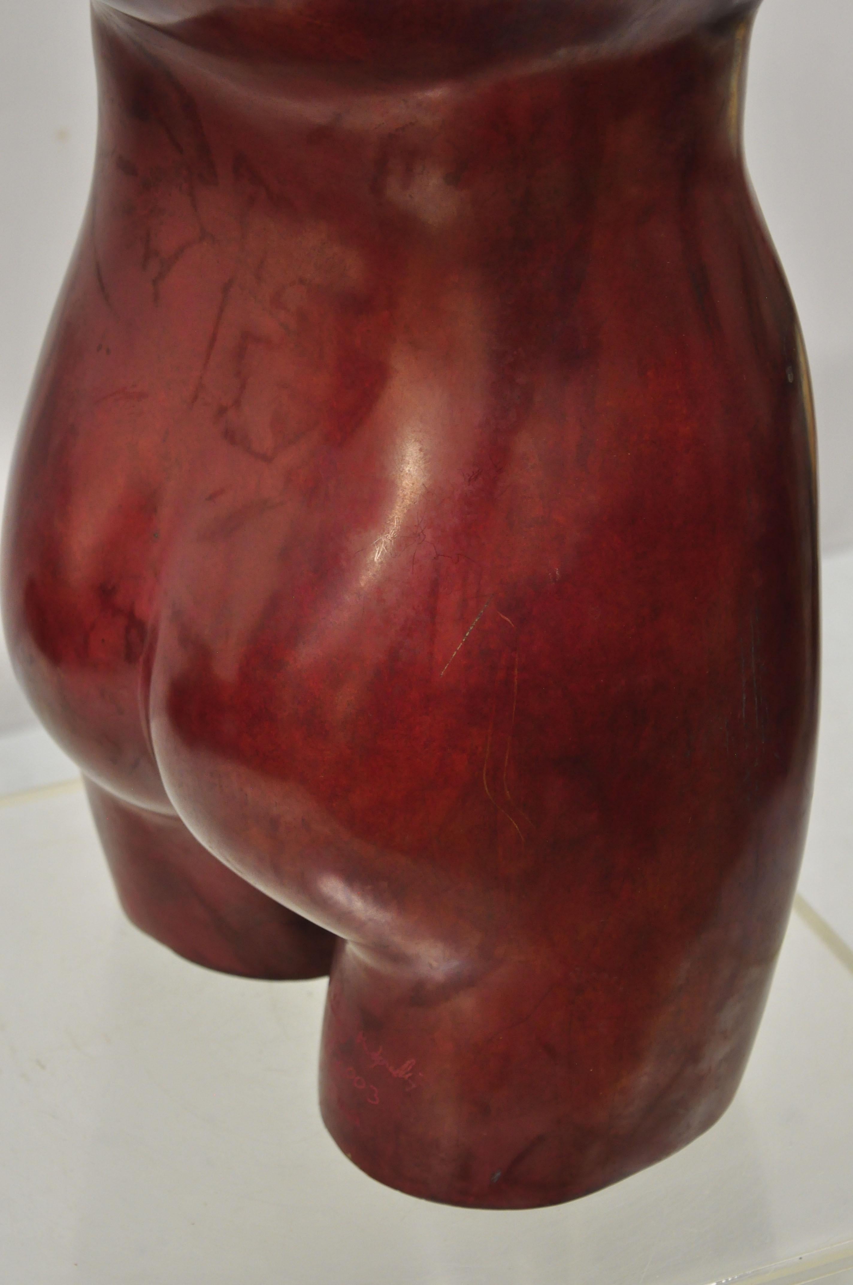 Gary Spradling Bronze Nude Female Torso Art Sculpture Burnished Red For Sale 1
