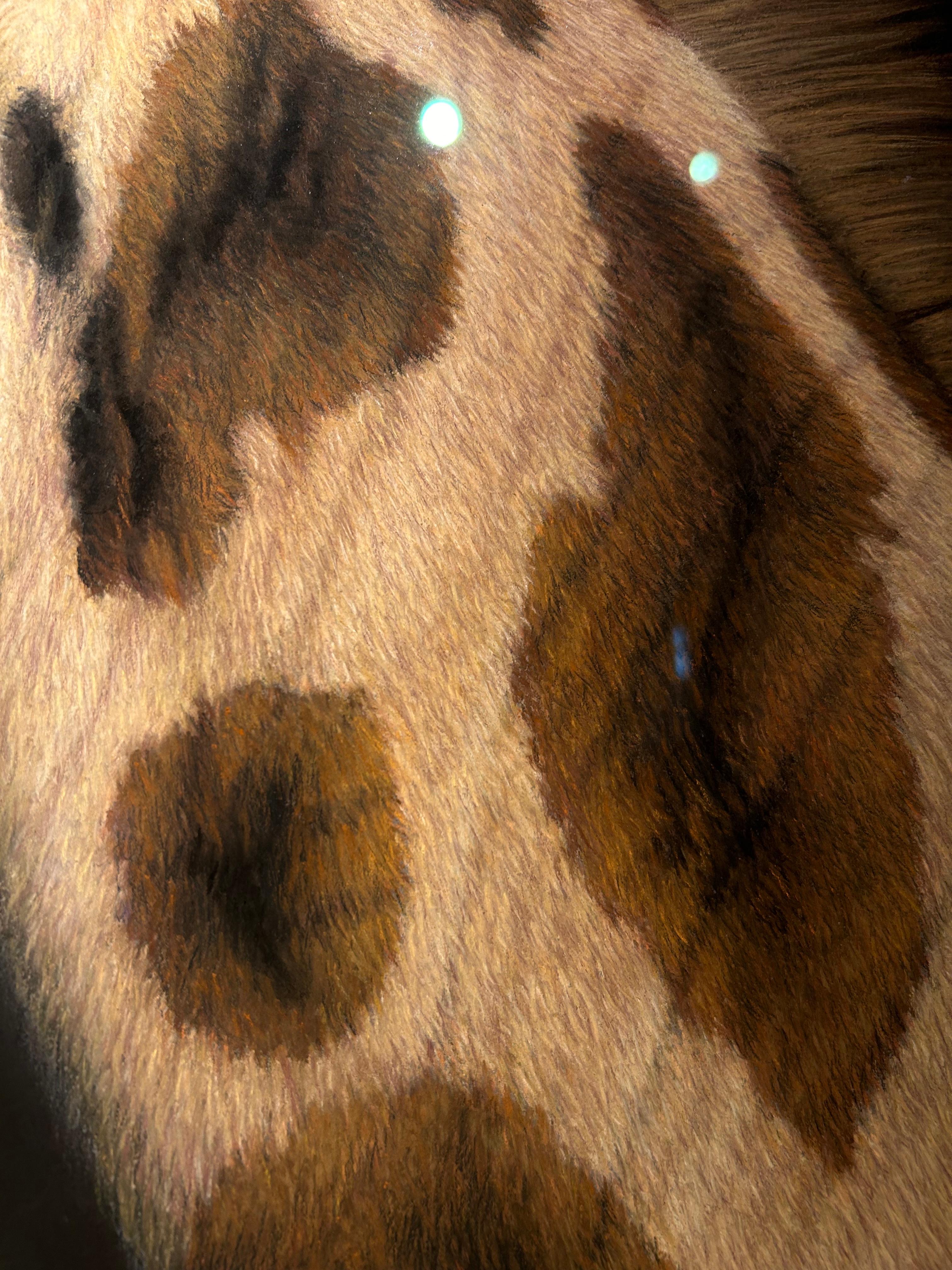 Giraffa di Rothschild, Grande come la vita III, ritratto realista di una giraffa - Portrait Painting Nero di Gary Stinton