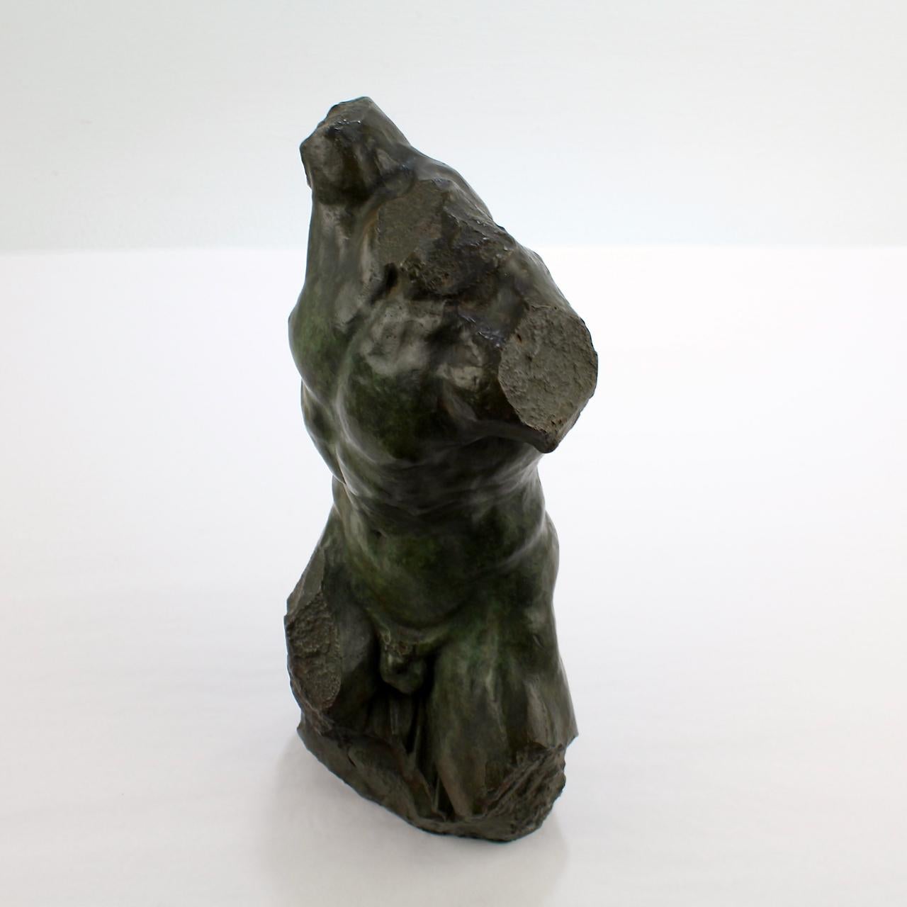 Gary Weisman Nude Male Torso Bronze Sculpture For Sale 3