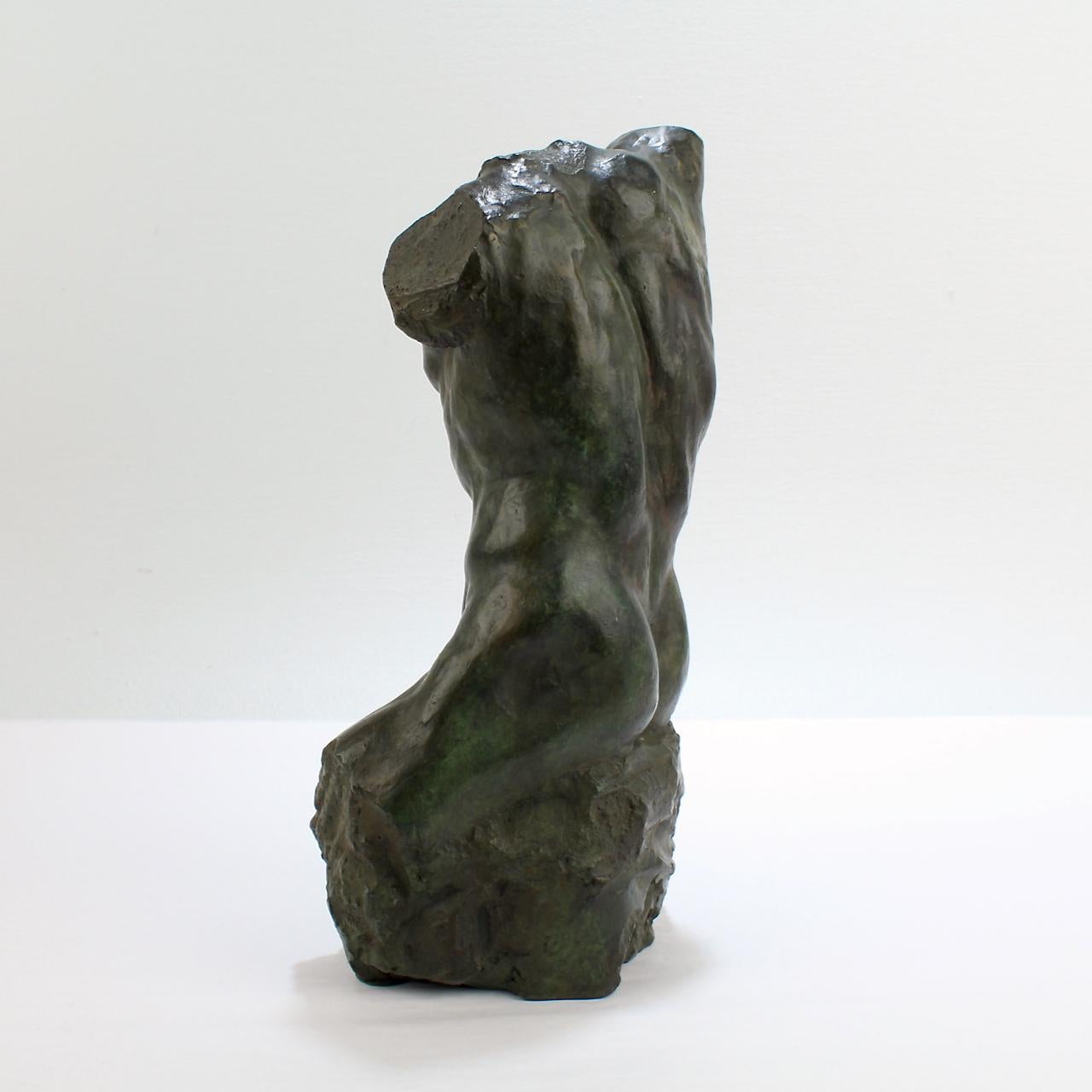 Modern Gary Weisman Nude Male Torso Bronze Sculpture For Sale