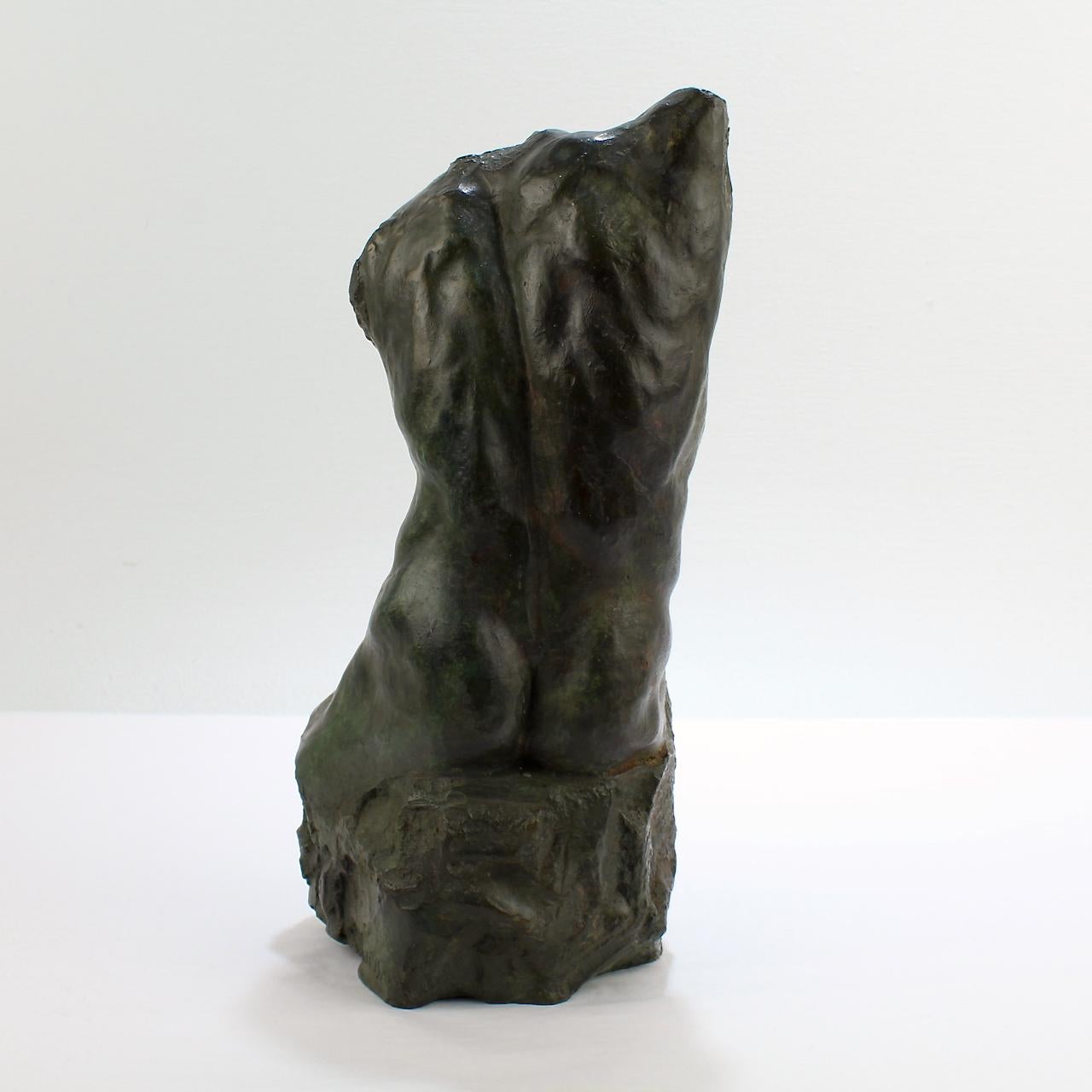 American Gary Weisman Nude Male Torso Bronze Sculpture For Sale