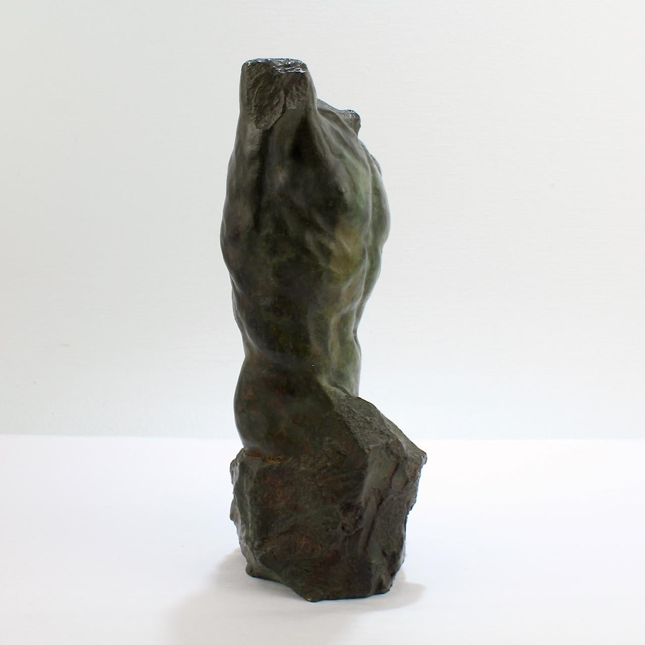 Gary Weisman Nude Male Torso Bronze Sculpture In Good Condition For Sale In Philadelphia, PA