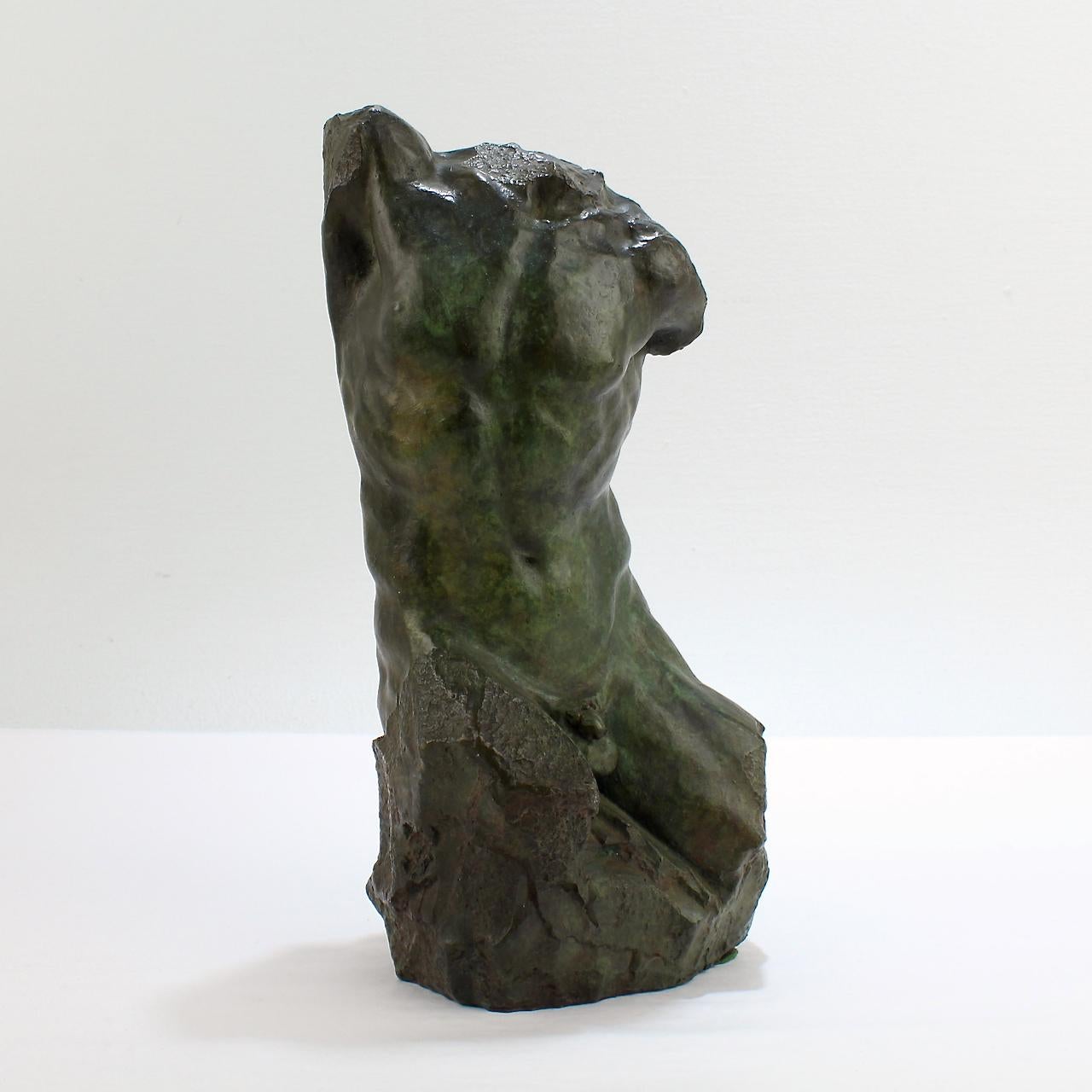 Gary Weisman Nude Male Torso Bronze Sculpture For Sale 1