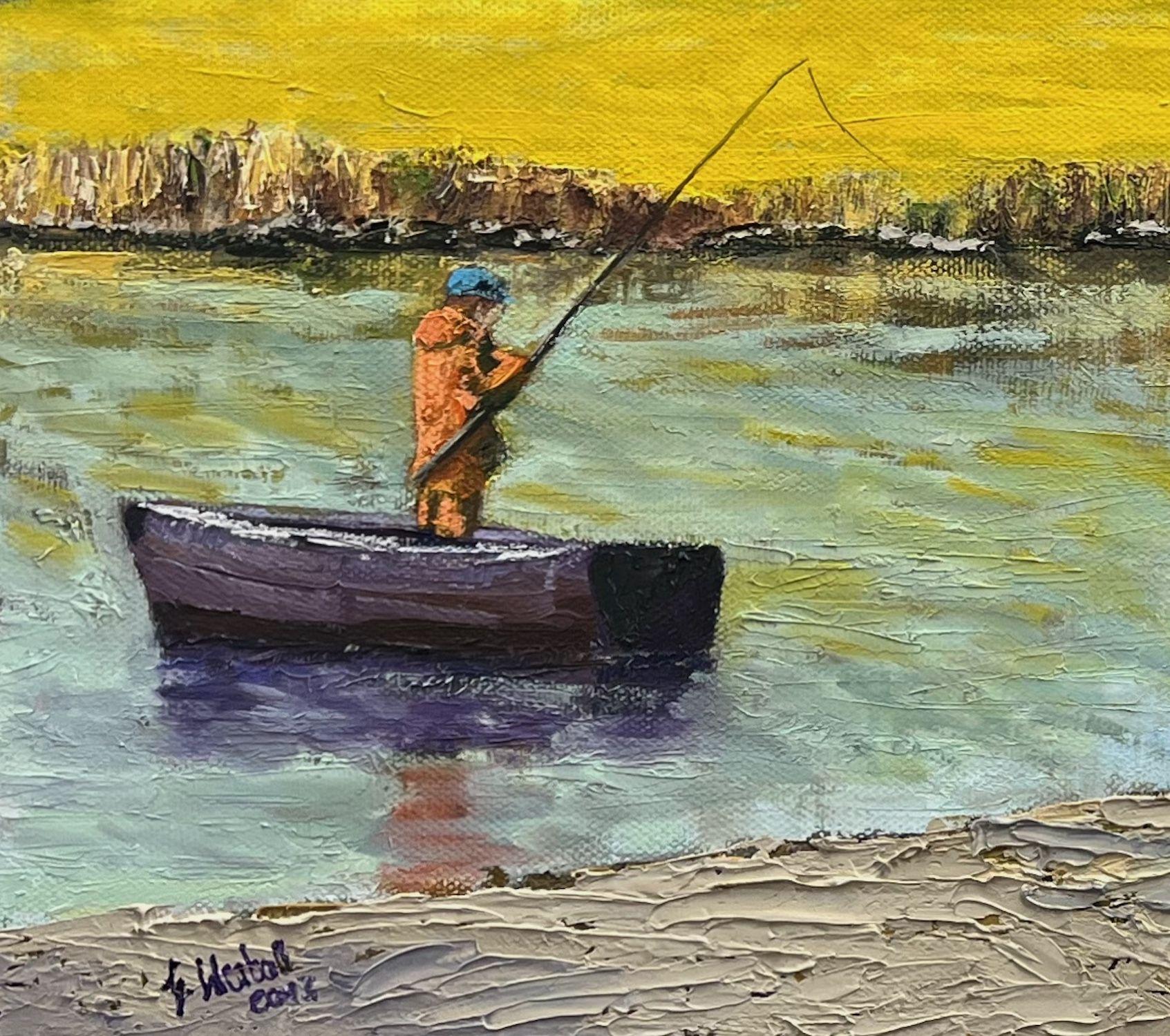 Angler auf Ruegen, Gemälde, Öl auf Leinwand (Impressionismus), Painting, von Gary Westall