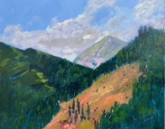 Austrian Mountains, Painting, Oil on MDF Panel