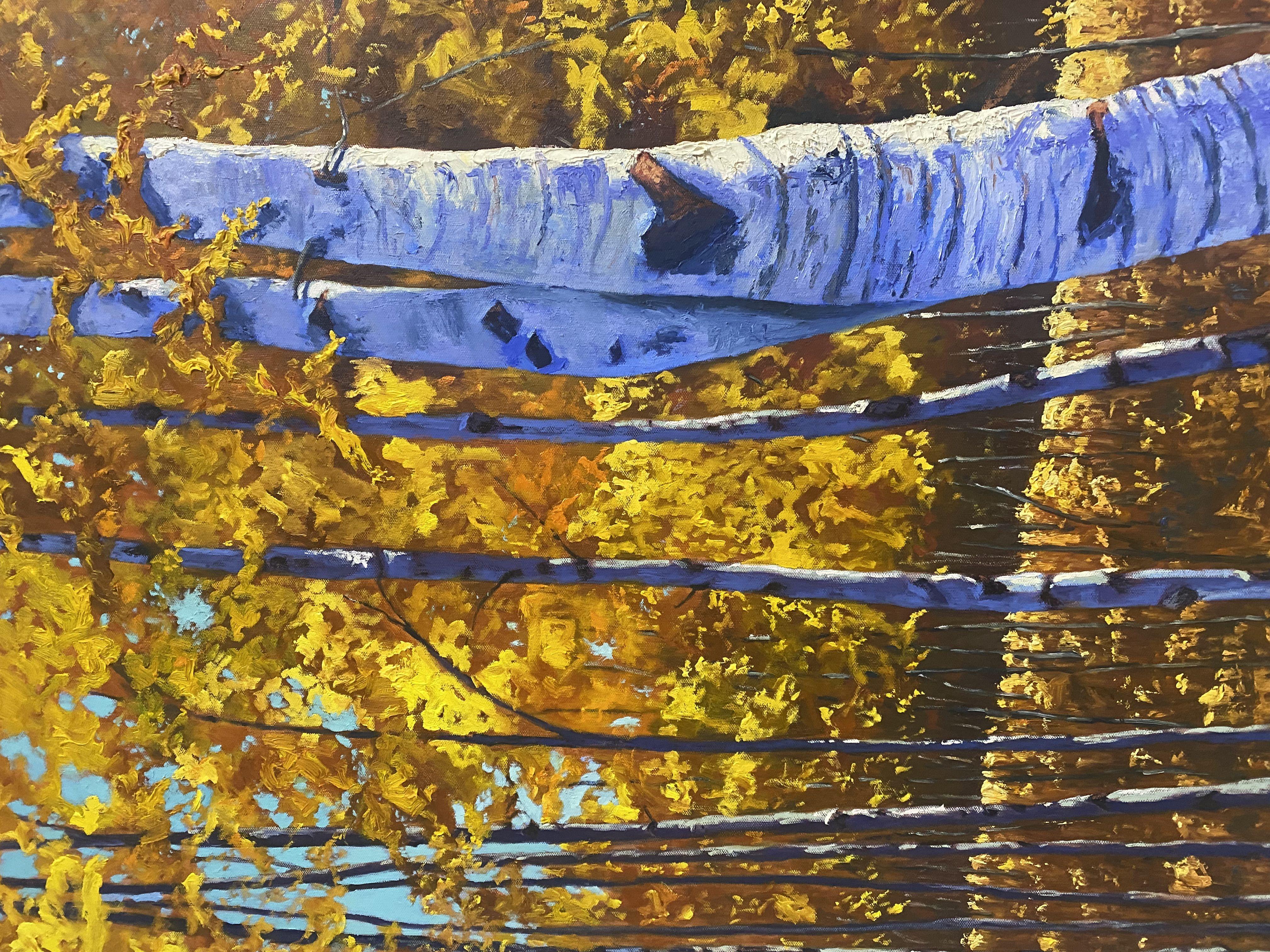 Autumn in birch forest, Painting, Oil on Canvas For Sale 2