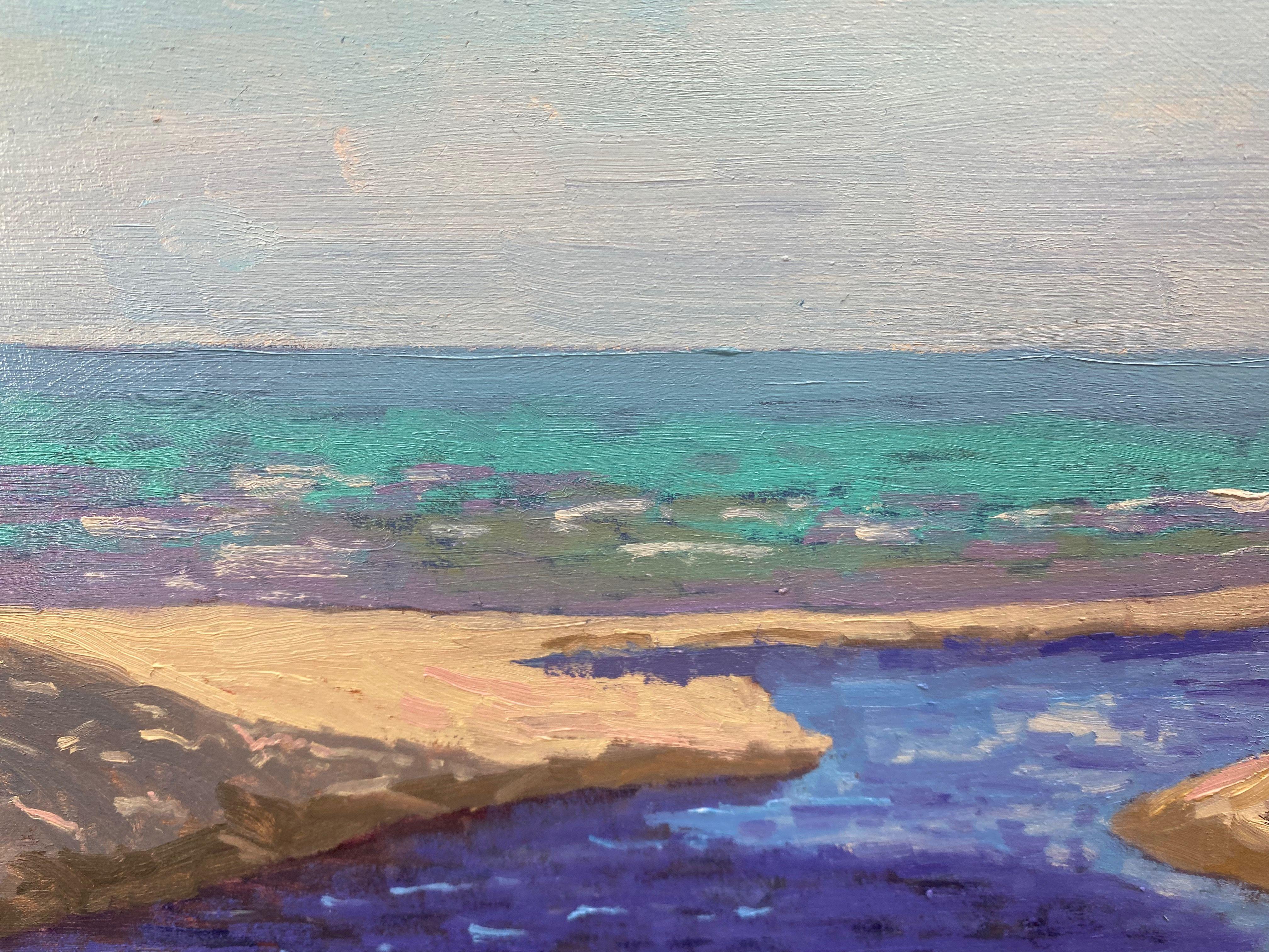 Baltic Sea with South Sea flair, Painting, Oil on MDF Panel For Sale 3