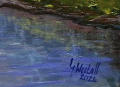 Birch trees in the evening light, Painting, Oil on Canvas