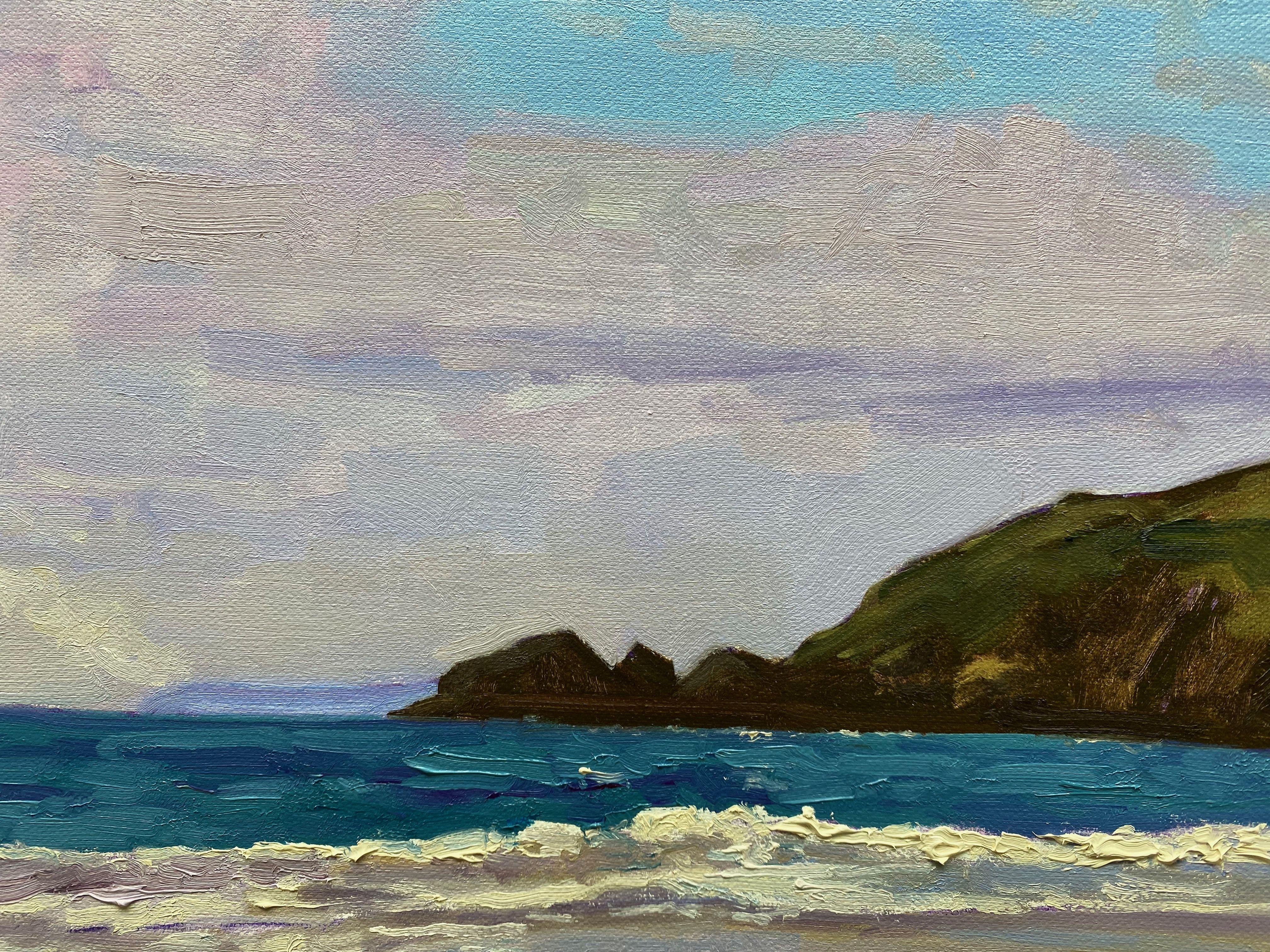Rétrait de plage des Cornouailles, peinture sur toile - Impressionnisme Painting par Gary Westall