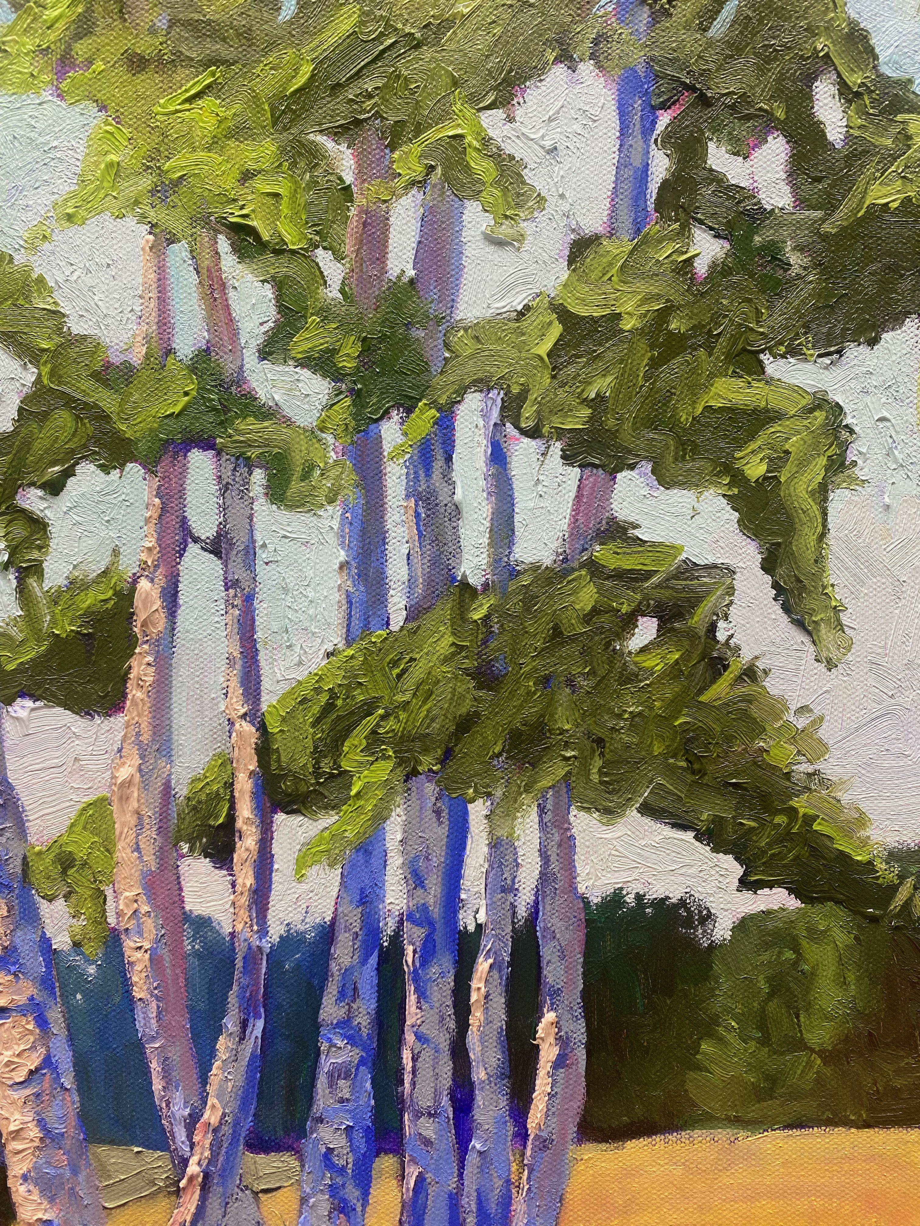 Edeltrauds Birchtrees II in Marxener Paradies, Painting, Oil on Canvas For Sale 1