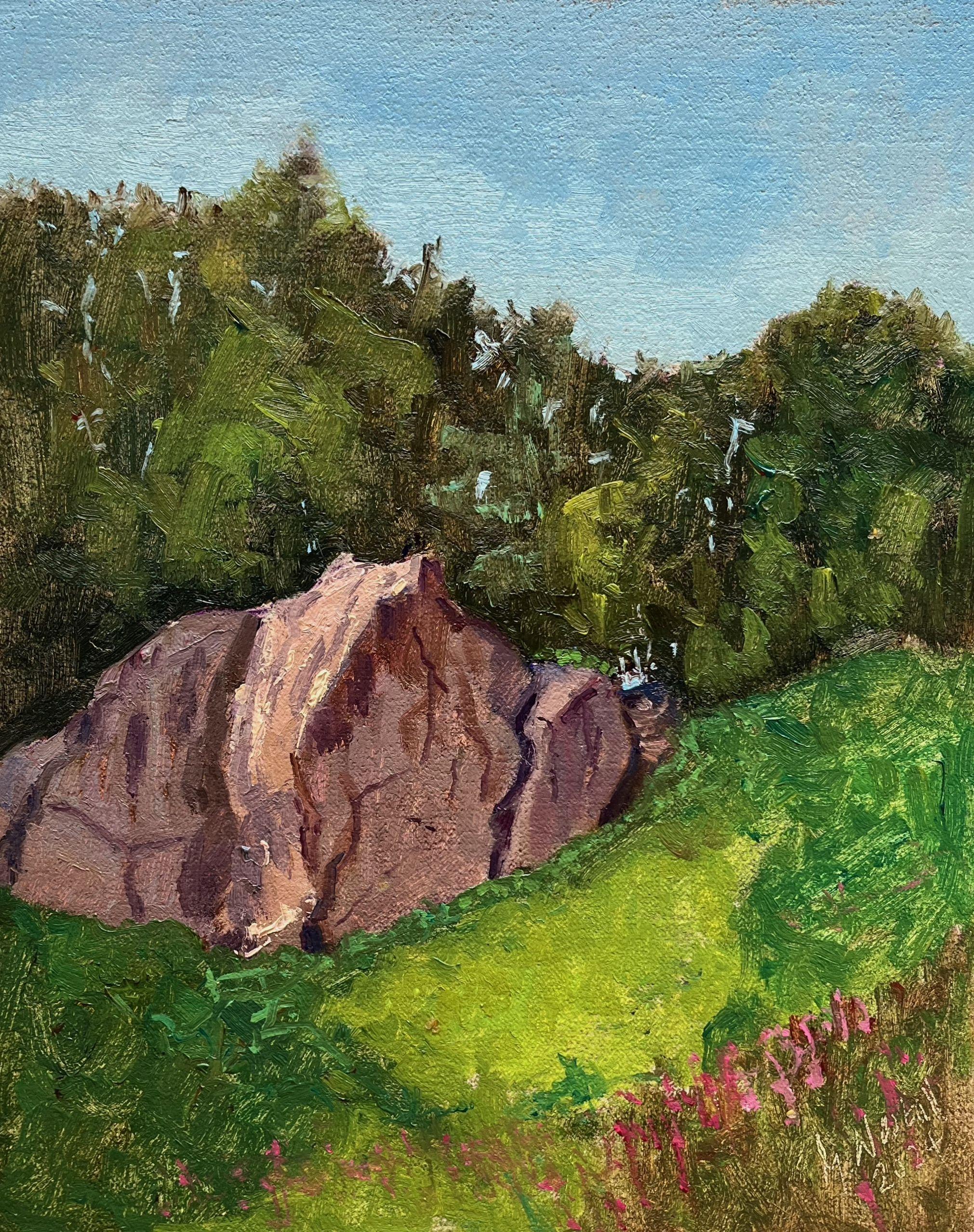Externsteine I, Painting, Oil on MDF Panel