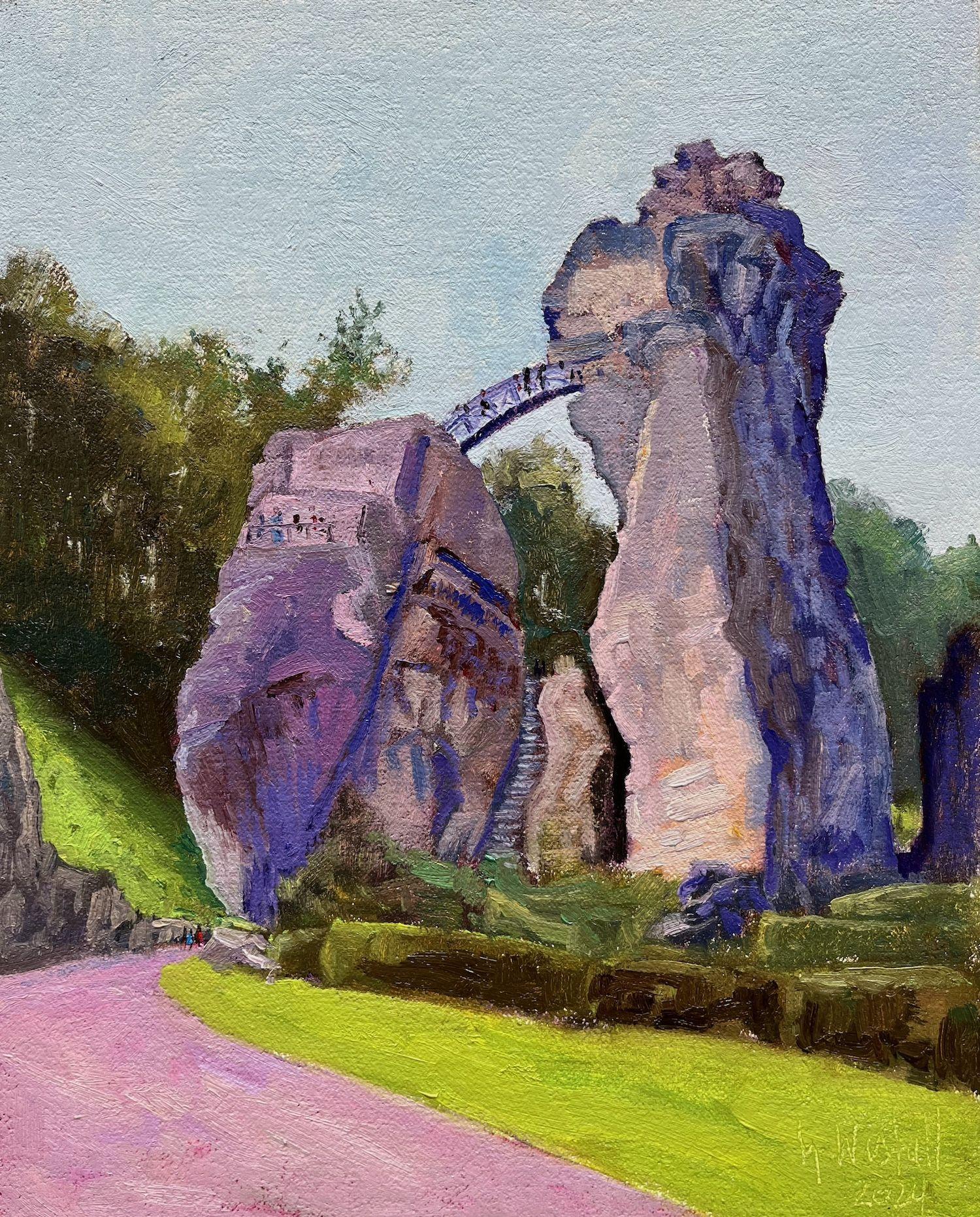 Externsteine II, Painting, Oil on MDF Panel