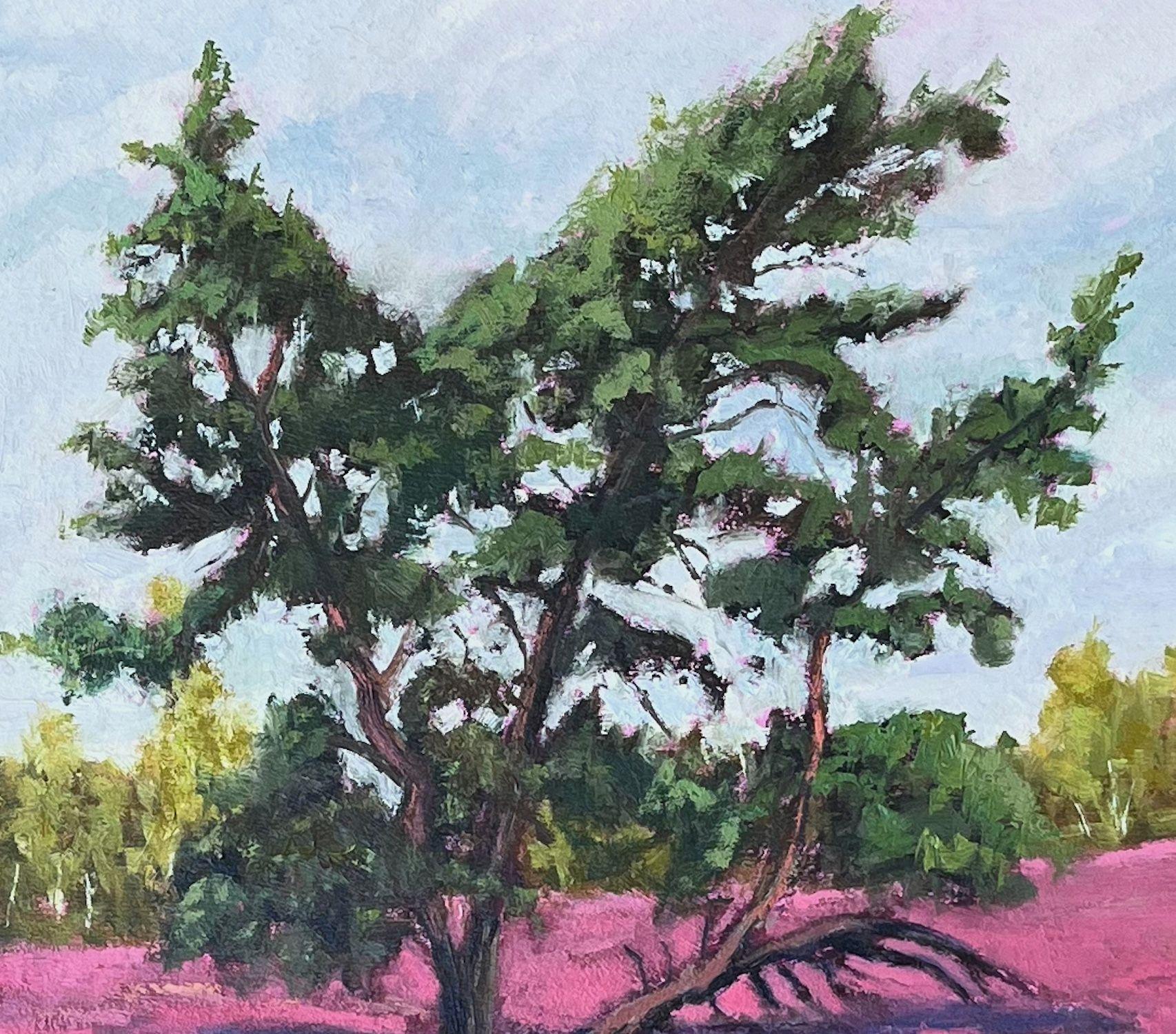 Heather blossom Lueneburg Heath, Gemälde, Öl auf MDF-Tafel im Angebot 1