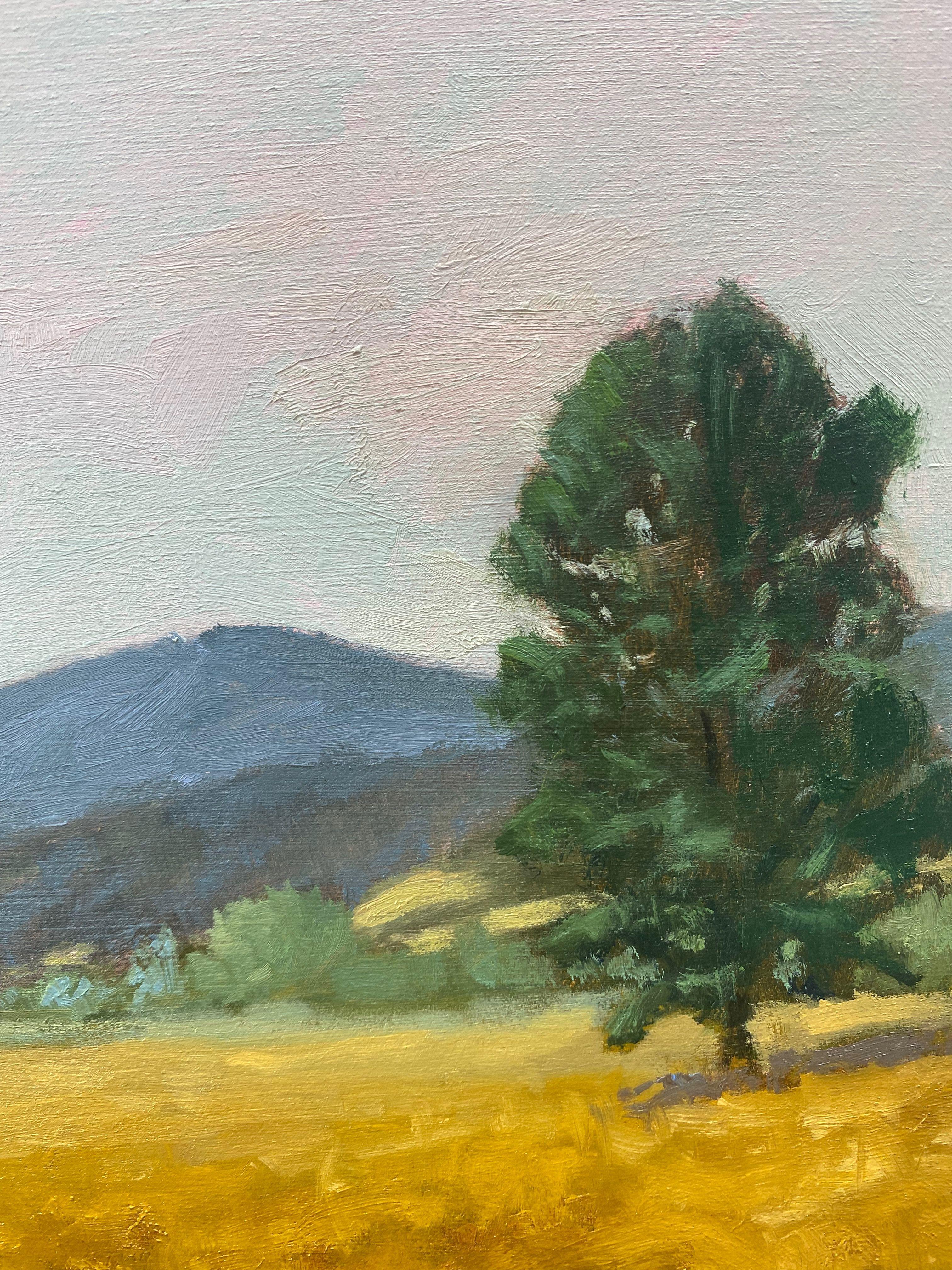 Plein air im nahe gelegenen Moor gemalt. Die Farbe des Grases fiel mir auf, es schien von den Kiefern eingerahmt zu sein :: Gemälde :: Impressionist :: Dieses Werk wird mit einem offiziellen, vom Künstler unterzeichneten Echtheitszertifikat