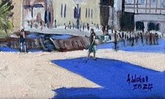 Market Church St. Nicolai Hameln, Painting, Oil on Canvas