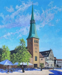 Market Church St. Nicolai Hameln, Painting, Oil on Canvas