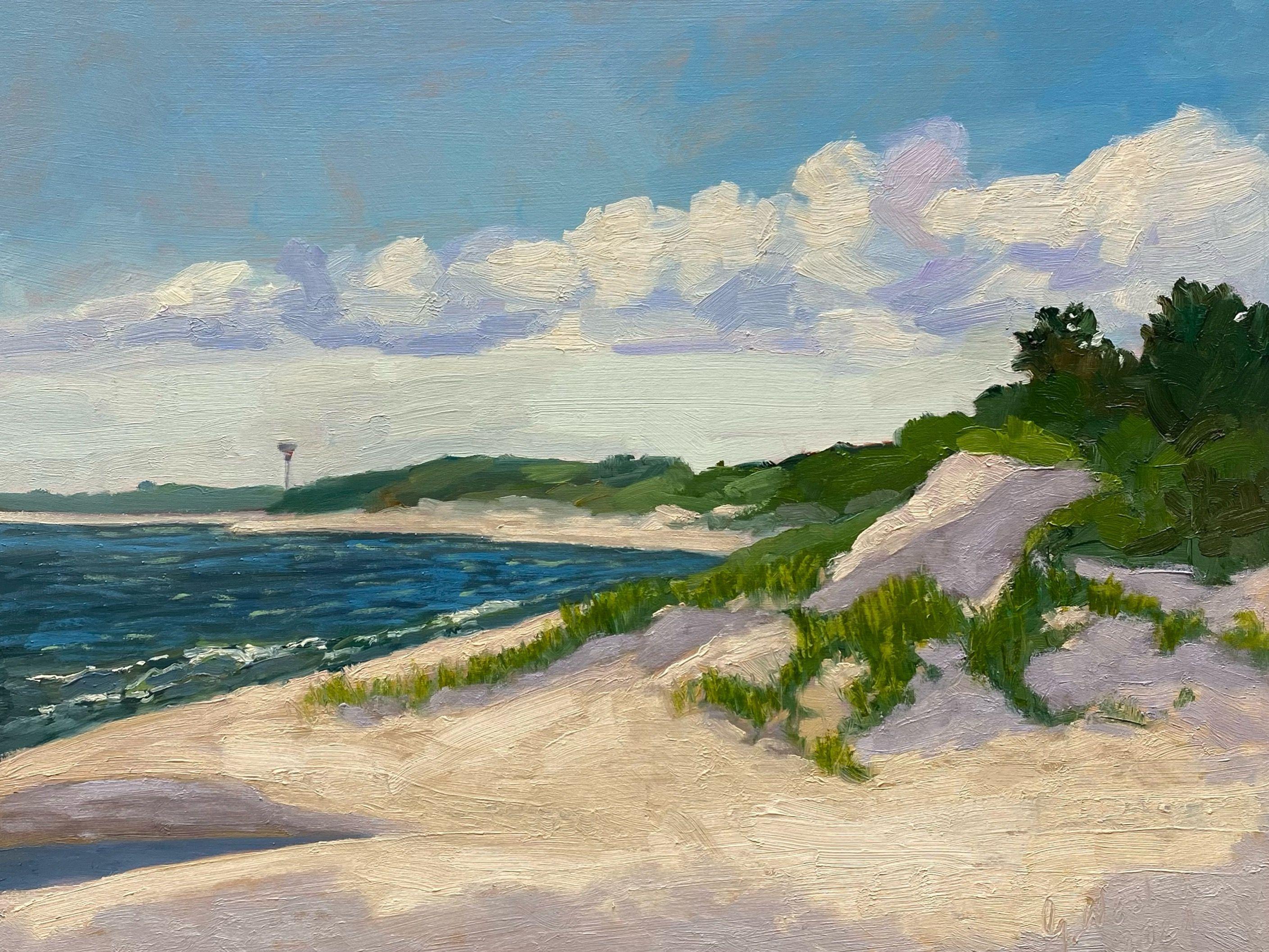 This painting I painted in 2021 on a plein air painting trip to Poland,near Mielno  A view along the Polish East Baltic Sea Coast. What caught my eye was the Tower in the distance.   :: Painting :: Impressionist :: This piece comes with an official