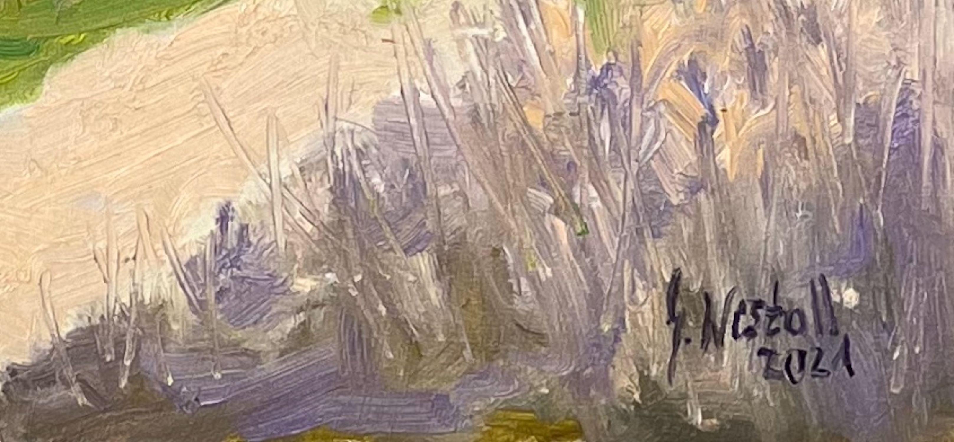 Norder Turm Hiller Moor, Gemälde, Öl auf MDF-Tafel (Impressionismus), Painting, von Gary Westall