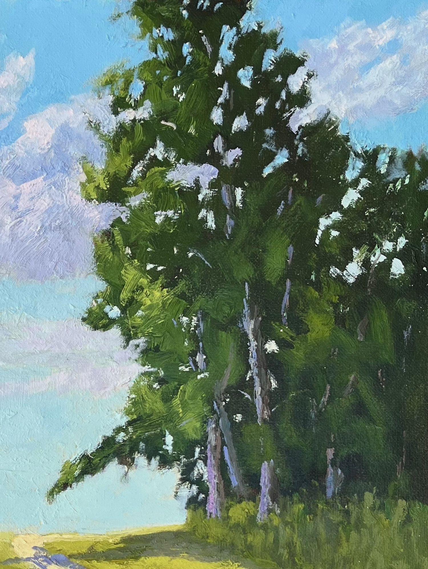 Auf dem Weg nach Polen im Jahr 2022 machte ich in der Nähe von Klopotowo eine kurze Pause und malte dieses Bild en plein air.  Signiert unten links.  Öl auf HDF - 30 Ã- 24 cm :: Gemälde :: Impressionist :: Dieses Werk wird mit einem offiziellen, vom