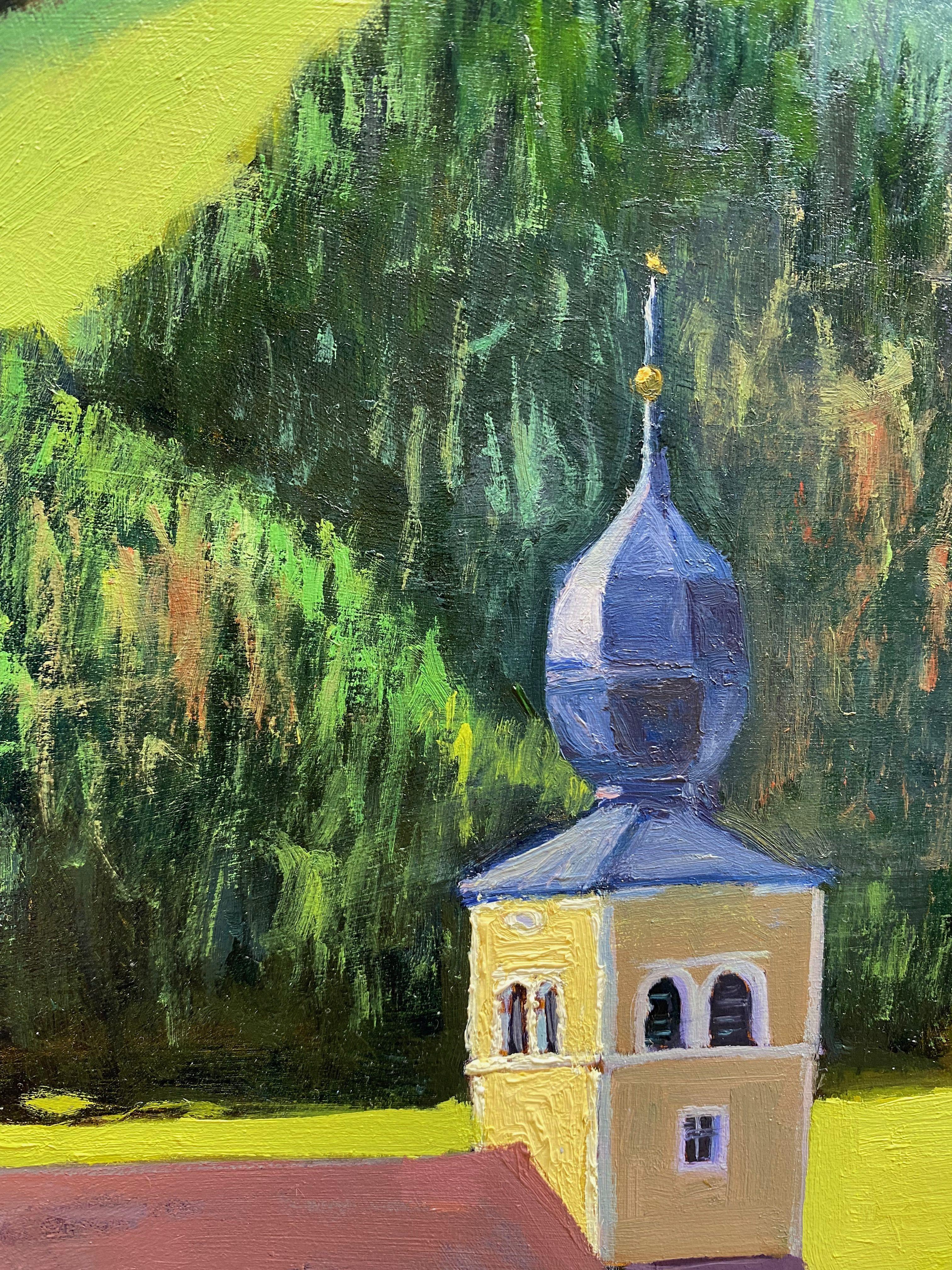 Parish Church of St. Bartholomew, Painting, Oil on Other For Sale 1