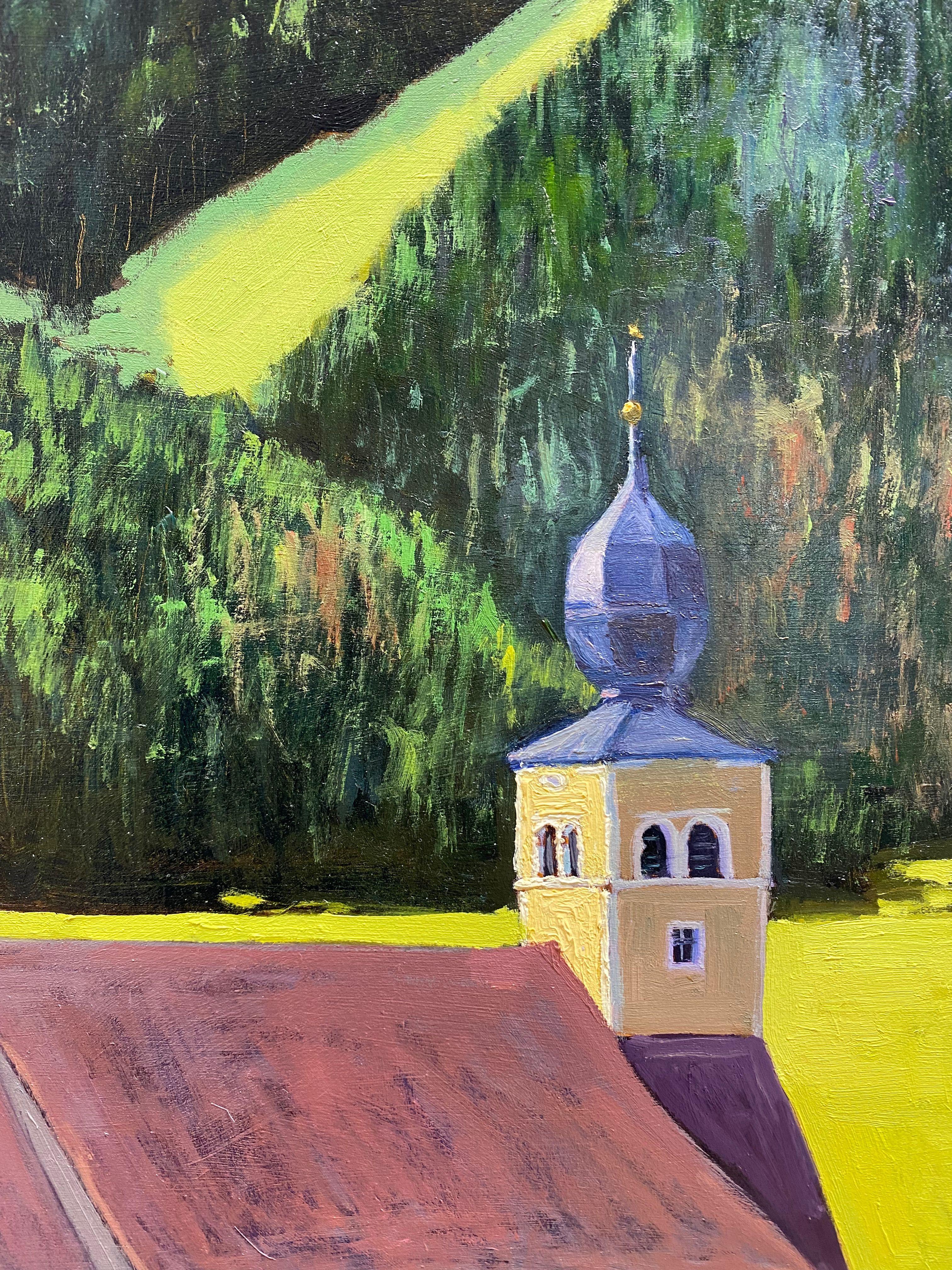 Parish Church of St. Bartholomew, Painting, Oil on Other For Sale 3