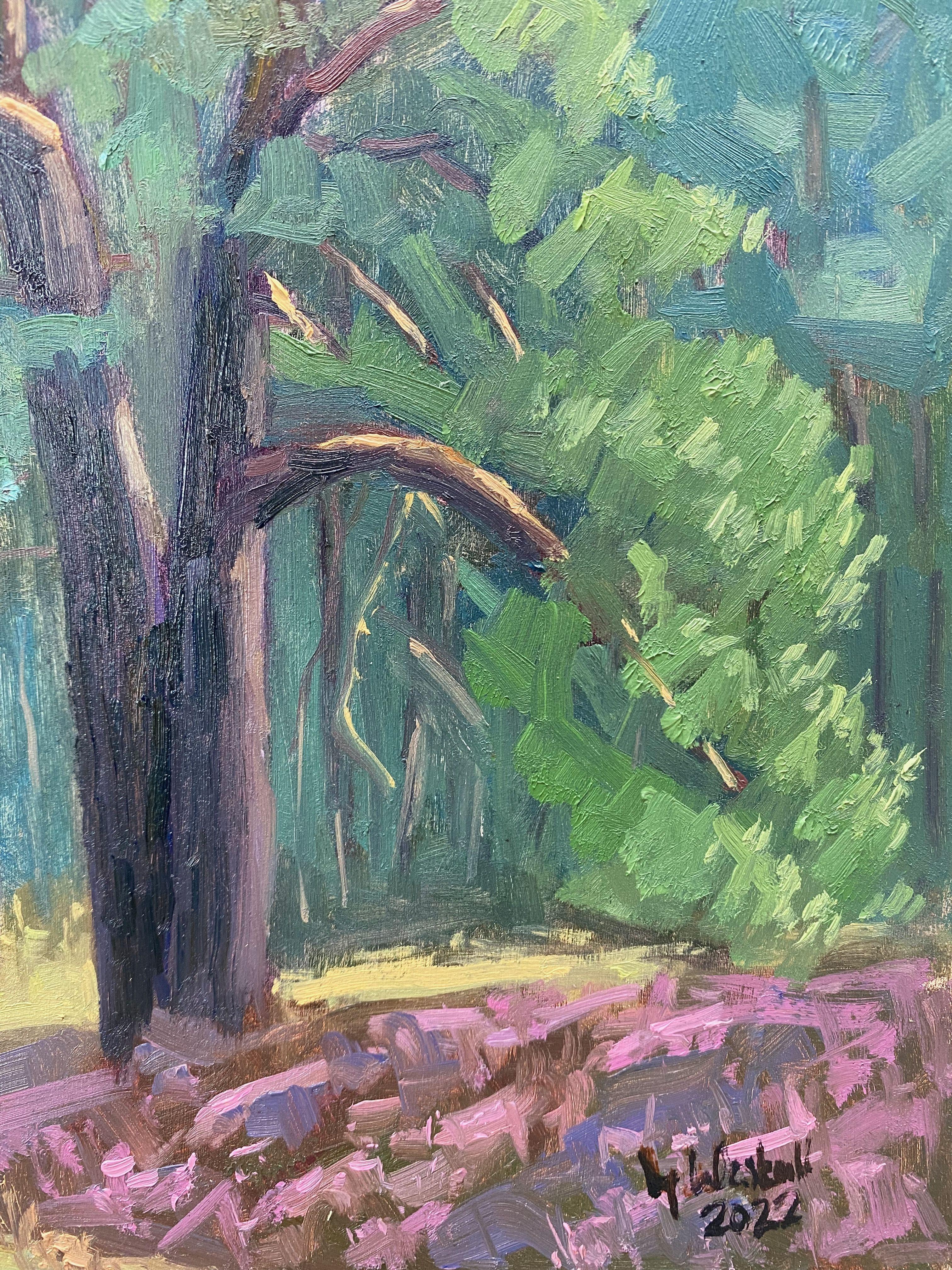 Plein air gemalt bei einem Plein  :: Gemälde :: Impressionist :: Dieses Werk wird mit einem offiziellen, vom Künstler unterzeichneten Echtheitszertifikat geliefert :: Bereit zum Aufhängen: Nein :: Signiert: Ja :: Position der Signatur: Unten rechts