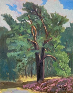 Peinture -arbre de pin dans le Kirchdorferheide, huile sur autre