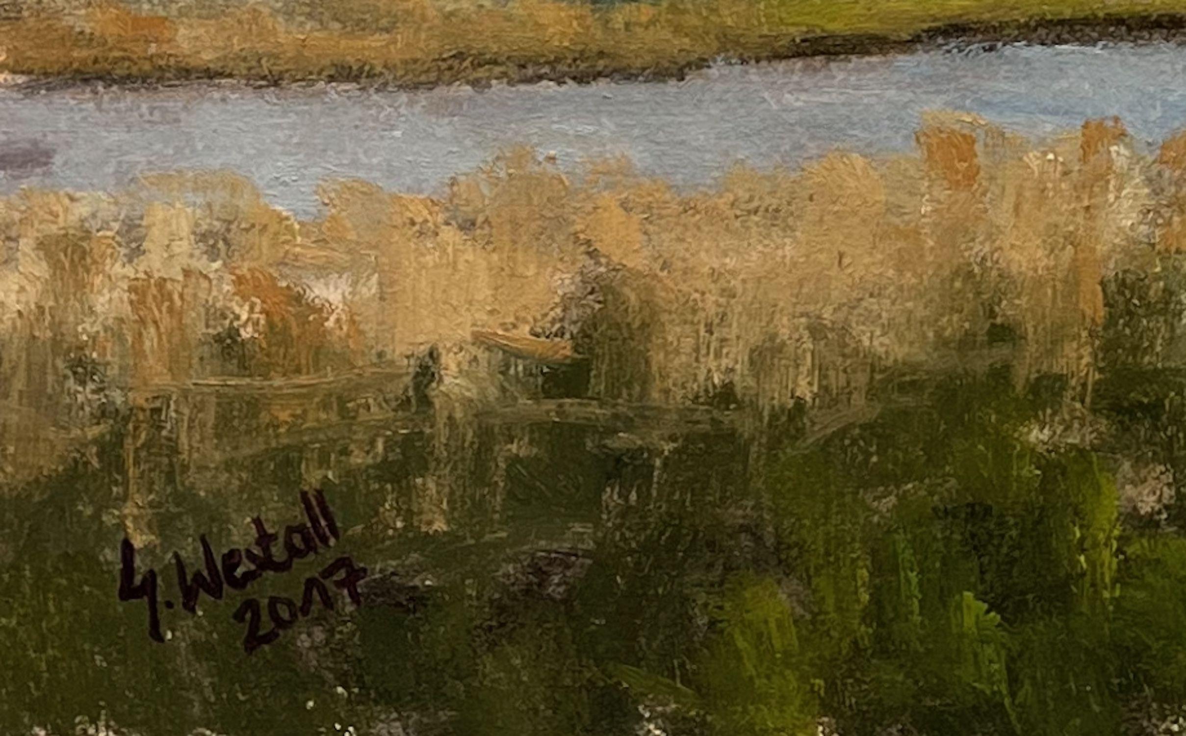 Quelque part dans le Norfolk, peinture, huile sur panneau MDF - Impressionnisme Painting par Gary Westall
