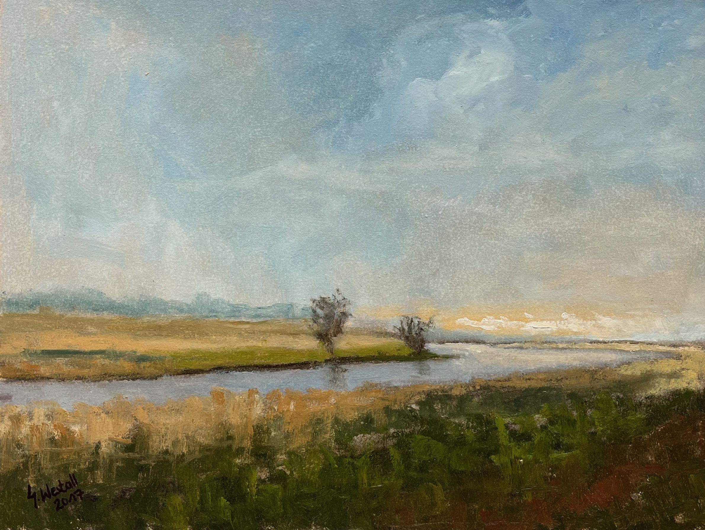 Somewhere in Norfolk, Gemälde, Öl auf MDF-Tafel