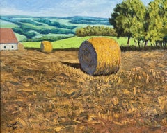 Balle di paglia sul Wiehengebirge, Pittura, Olio su pannello MDF